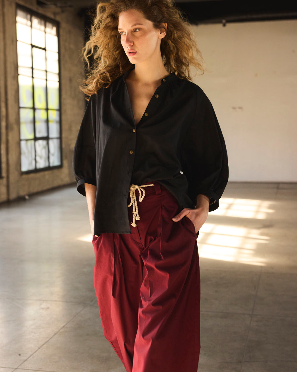 Pantalón Joie Poplin Burdeo