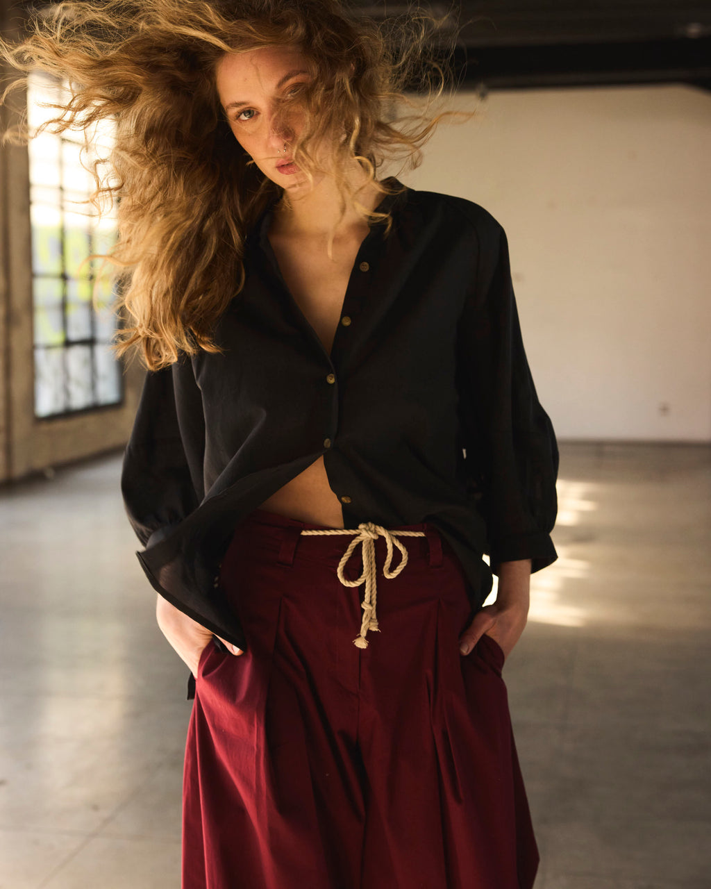 Pantalón Joie Poplin Burdeo