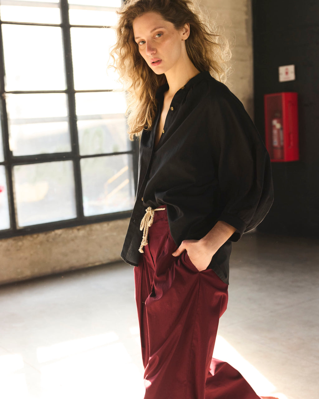 Pantalón Joie Poplin Burdeo