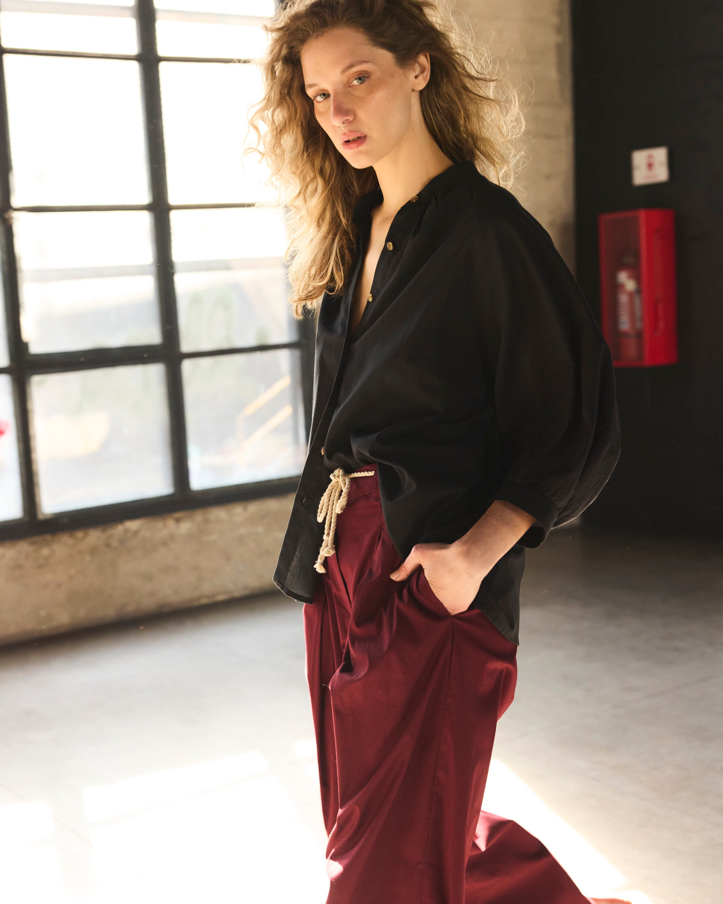 Pantalón Joie Poplin Burdeo