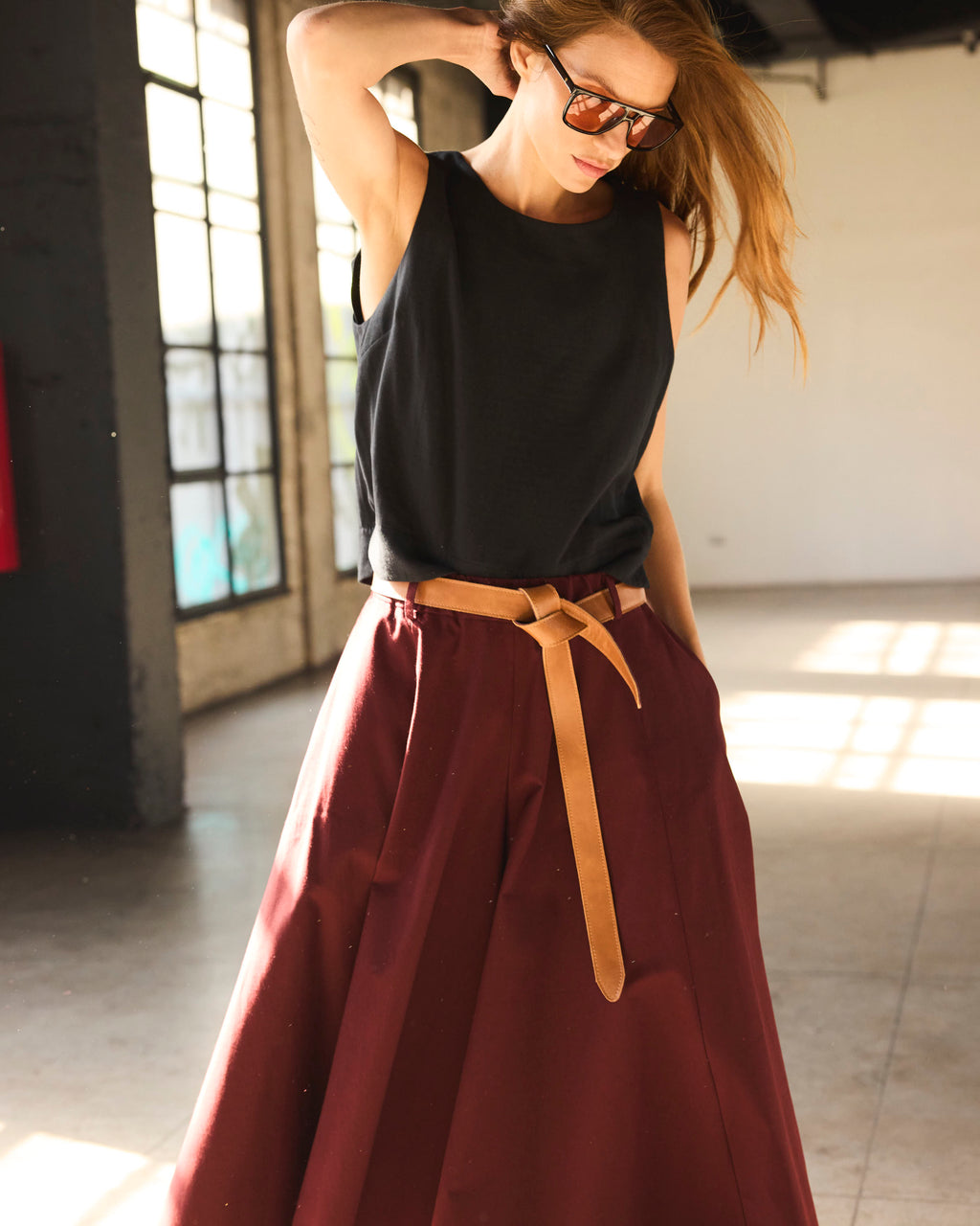 Cinturón Reversible Narcisse Camel-Negro 100% Cuero