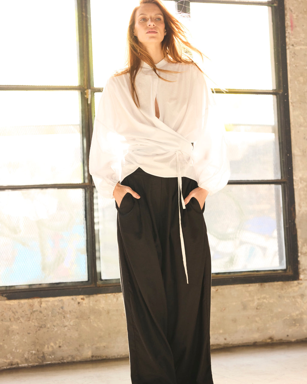 Blusa Cruzada Flamme 100% algodón Blanca