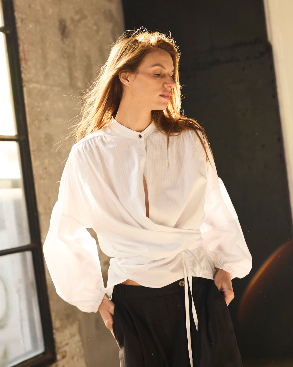 Blusa Cruzada Flamme 100% algodón Blanca