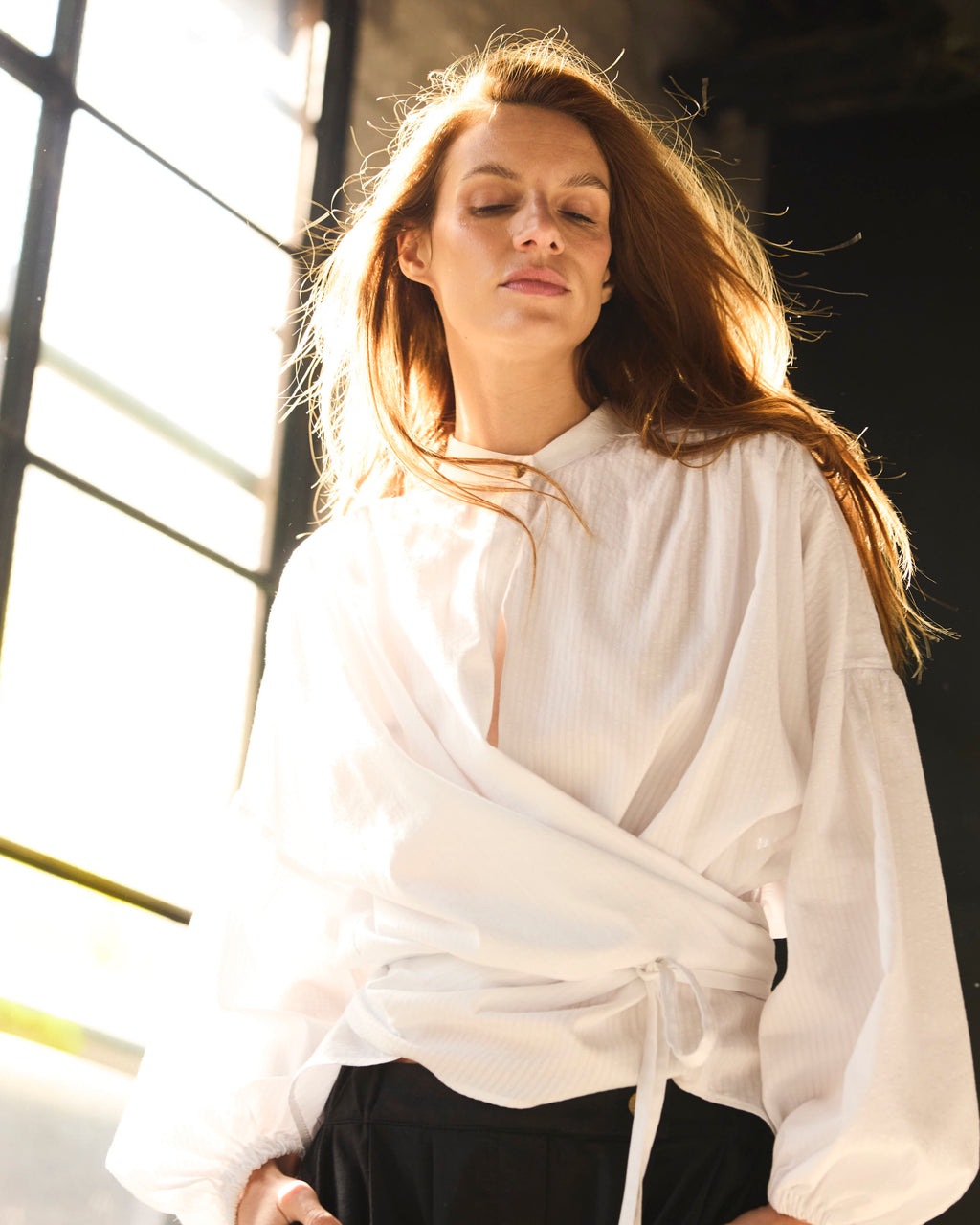 Blusa Cruzada Flamme 100% algodón Blanca