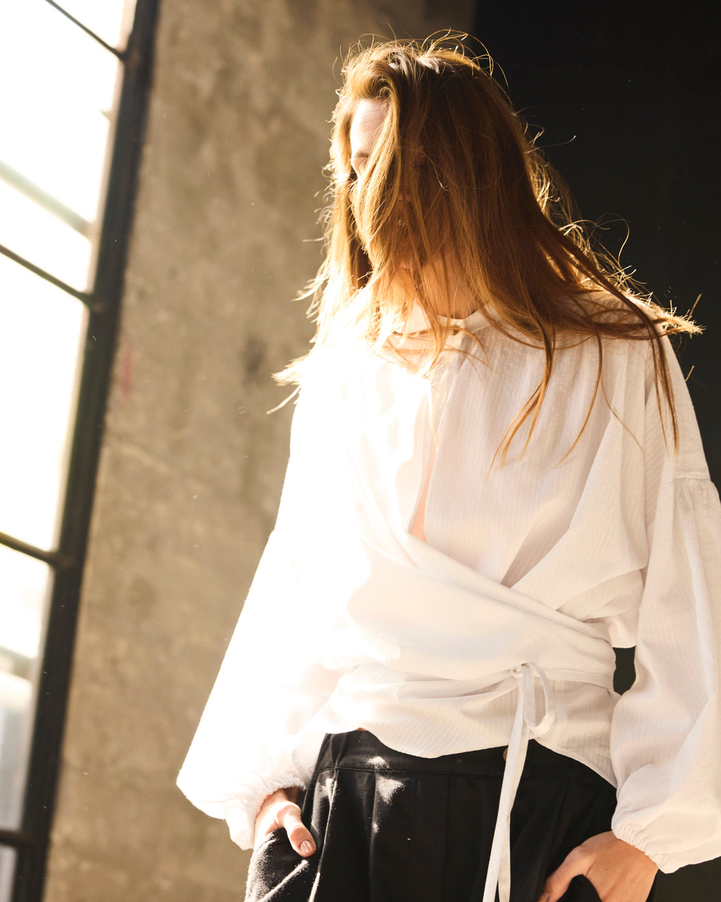 Blusa Cruzada Flamme 100% algodón Blanca