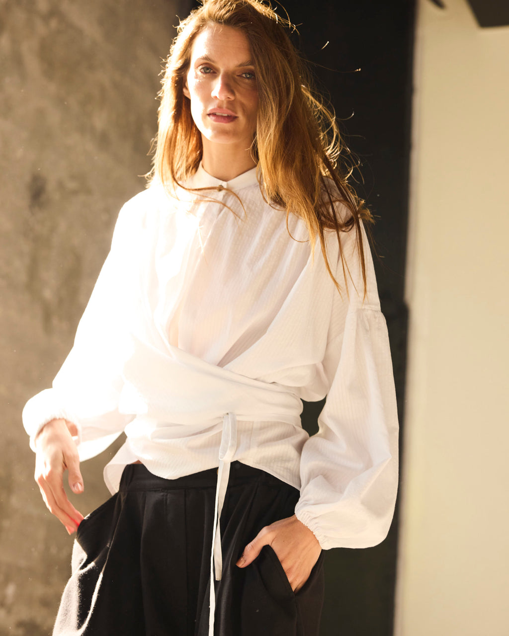 Blusa Cruzada Flamme 100% algodón Blanca