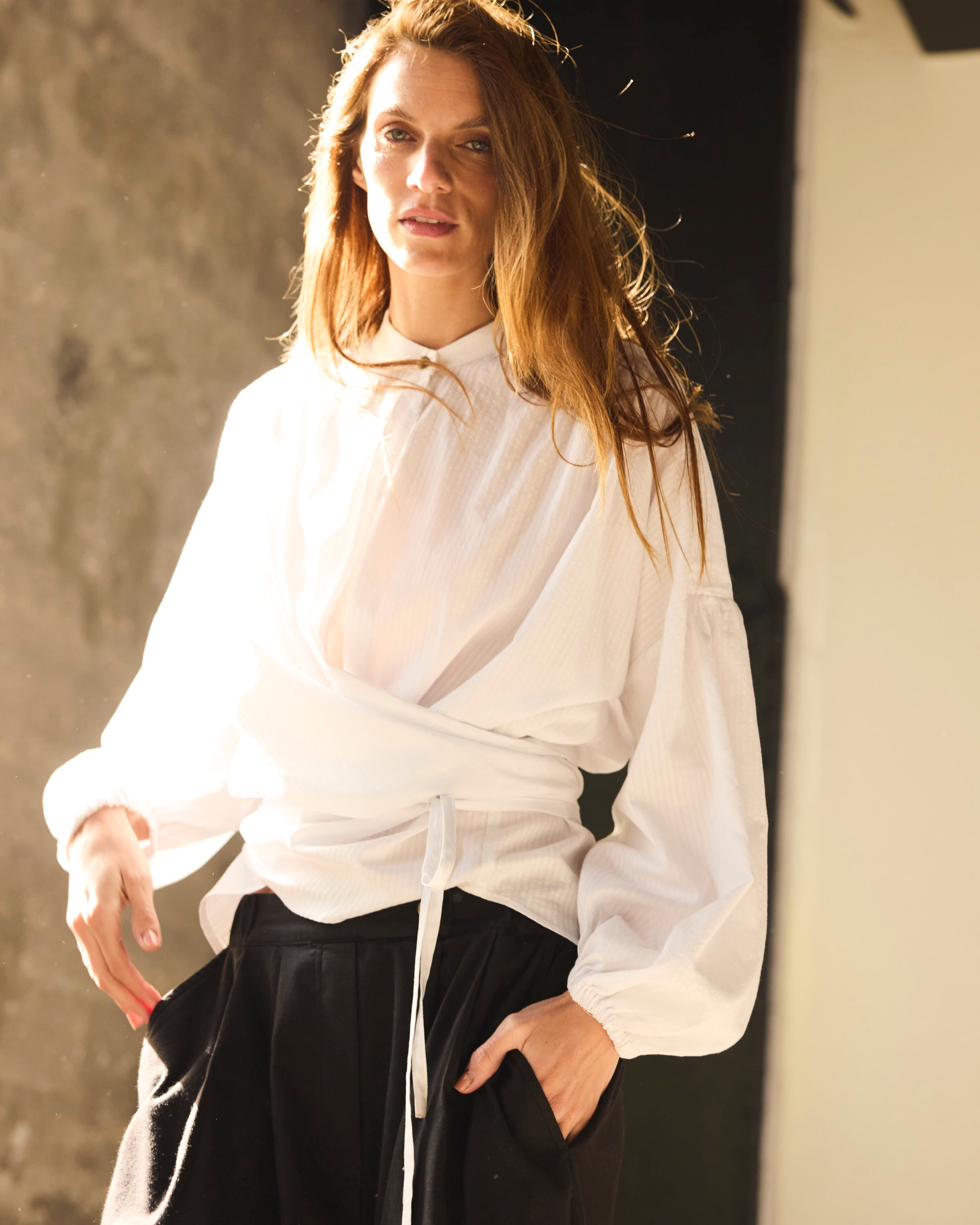 Blusa Cruzada Flamme 100% algodón Blanca