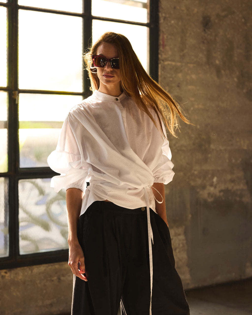 Blusa Cruzada Flamme 100% algodón Blanca