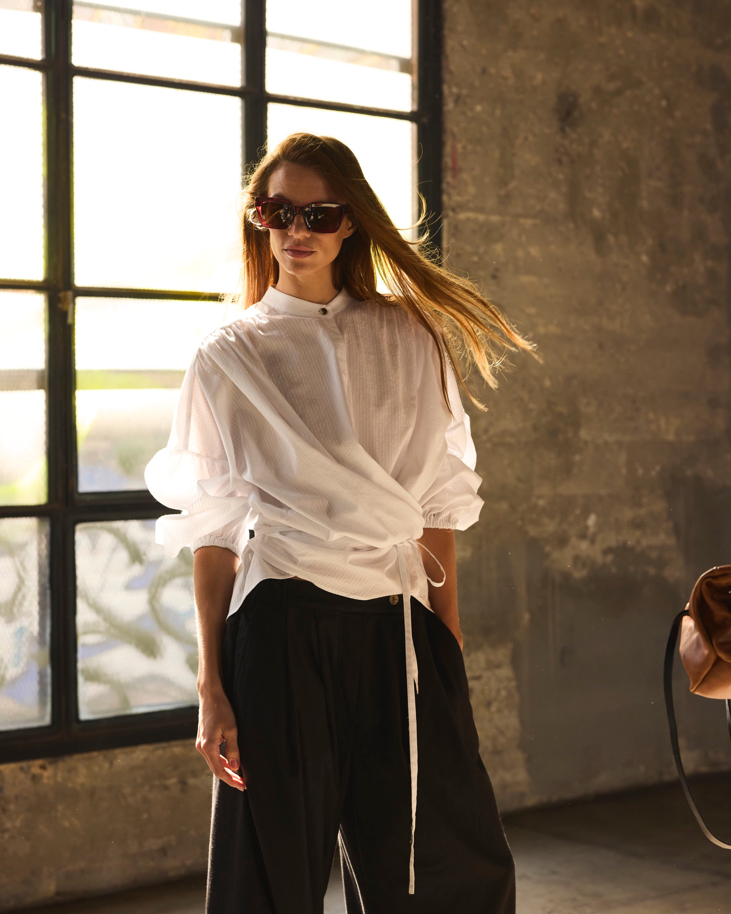 Blusa Cruzada Flamme 100% algodón Blanca