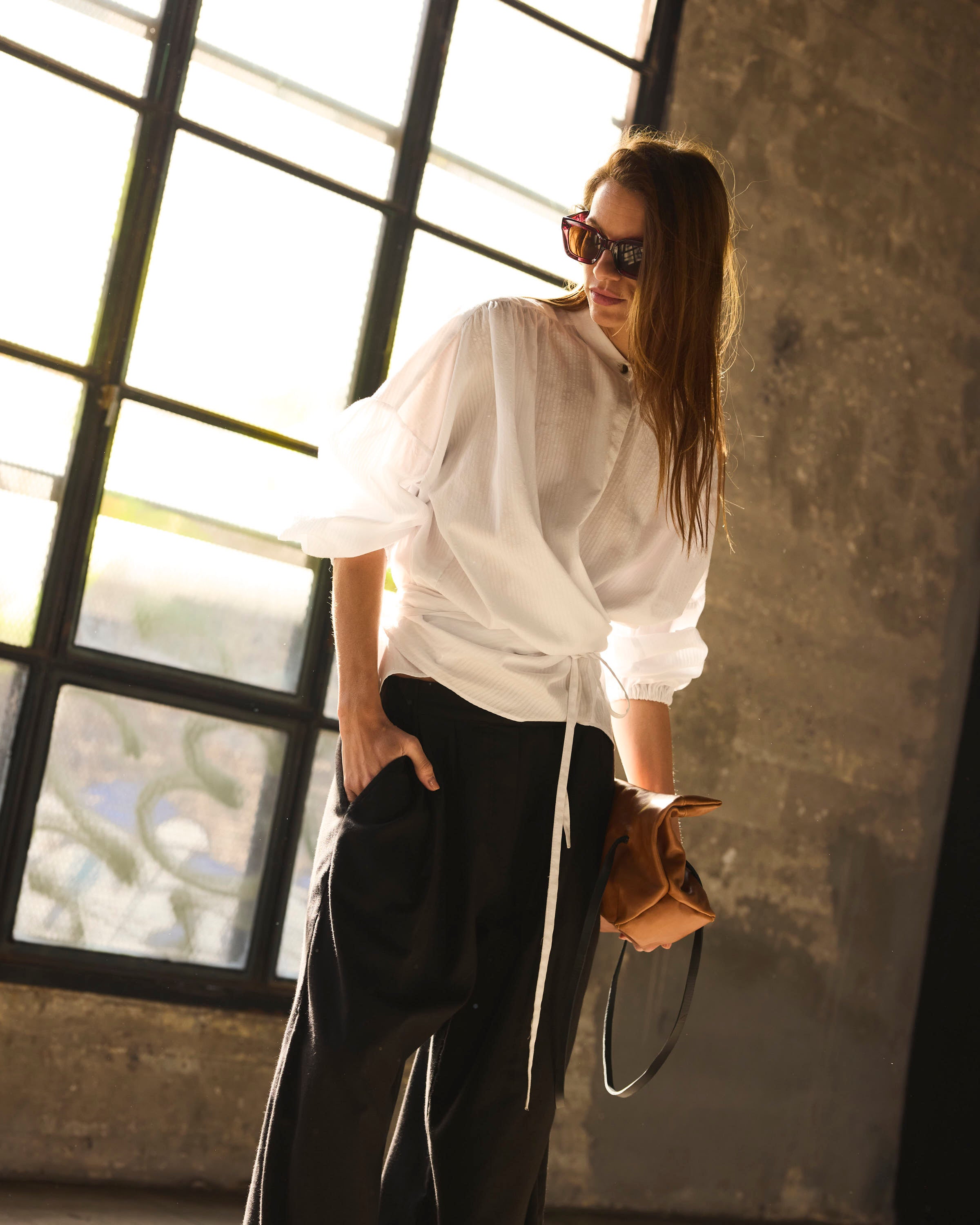 Blusa Cruzada Flamme 100% algodón Blanca