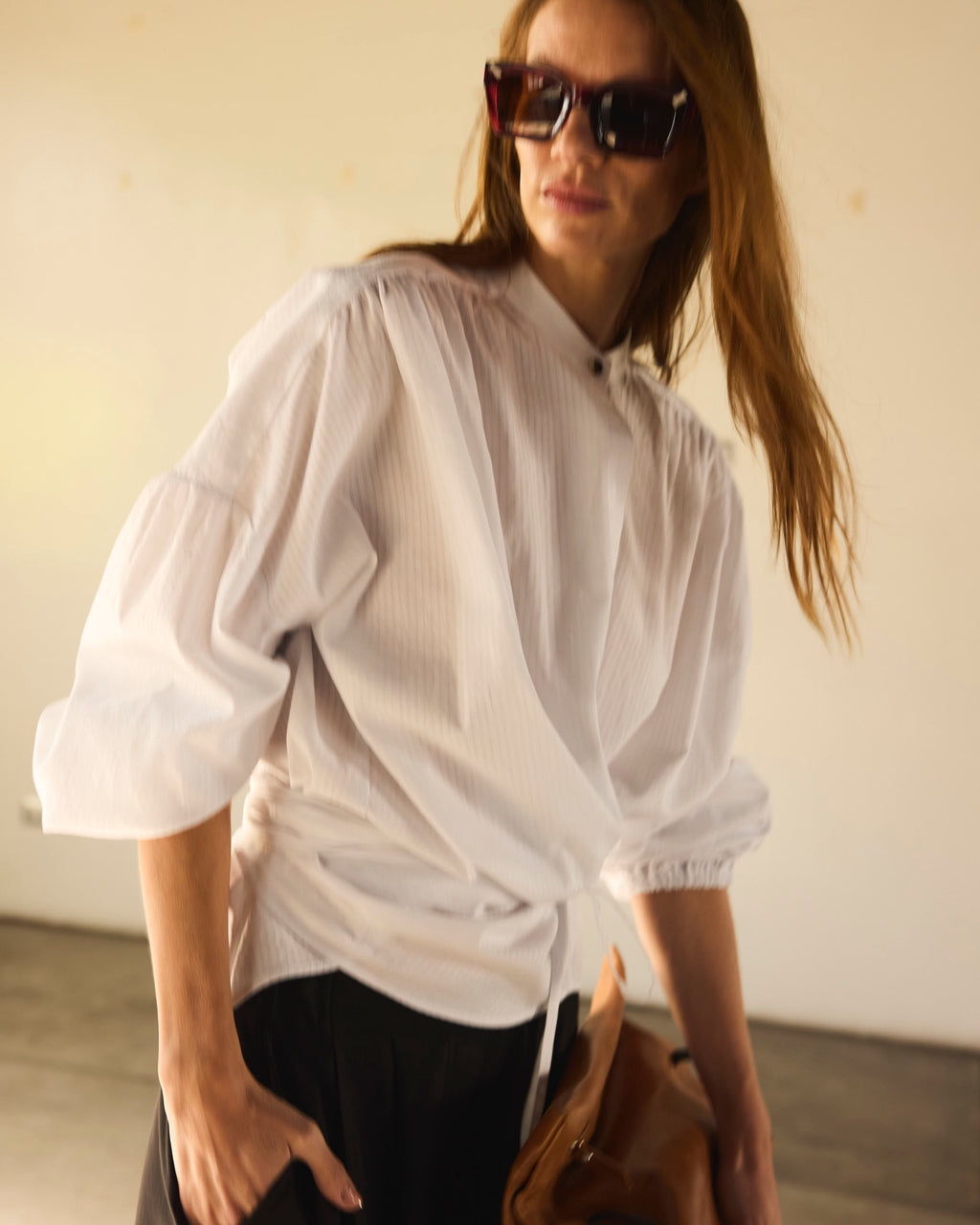 Blusa Cruzada Flamme 100% algodón Blanca