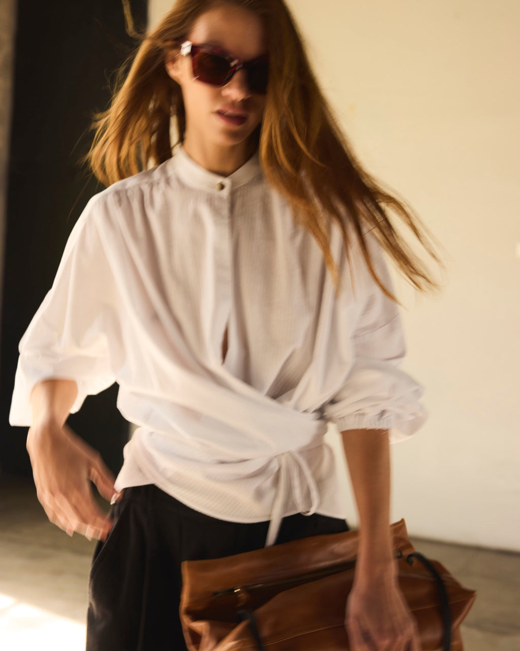 Blusa Cruzada Flamme 100% algodón Blanca