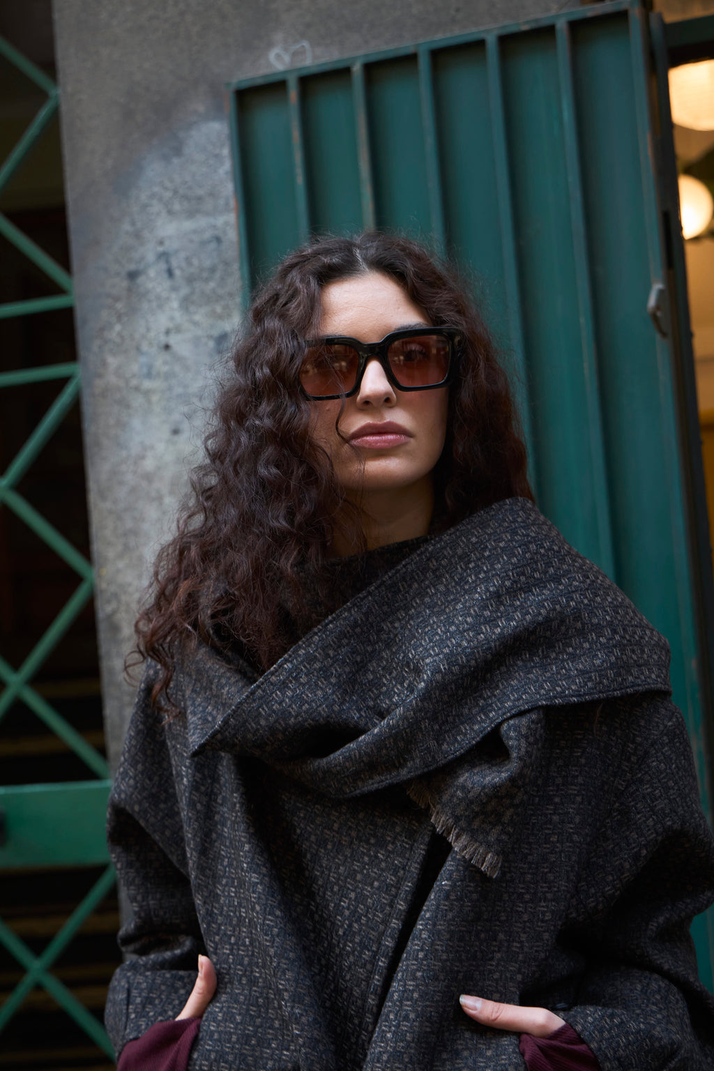 Chaqueta Derive Lana Cuadrillé Gris Marengo