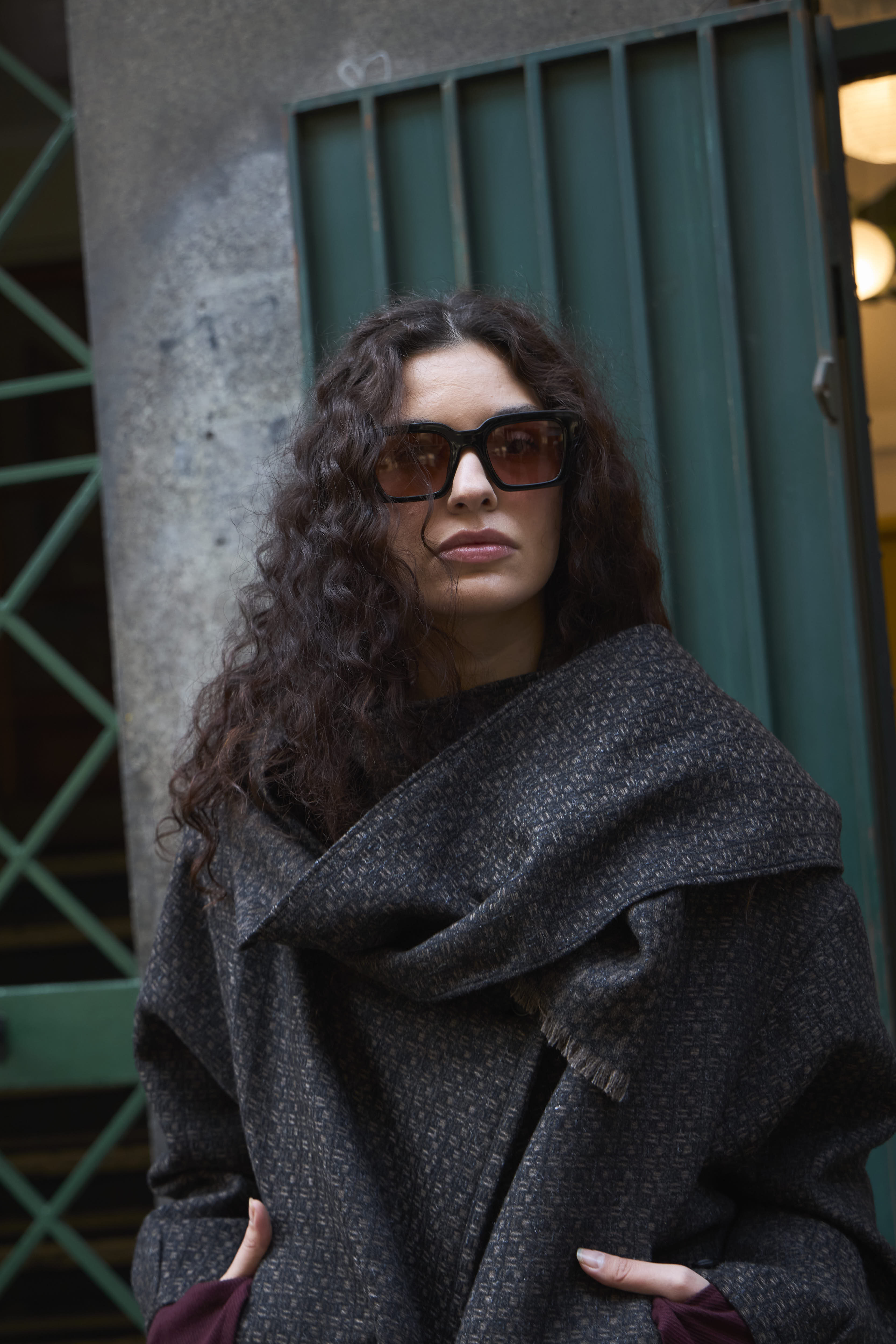 Chaqueta Derive Lana Cuadrillé Gris Marengo