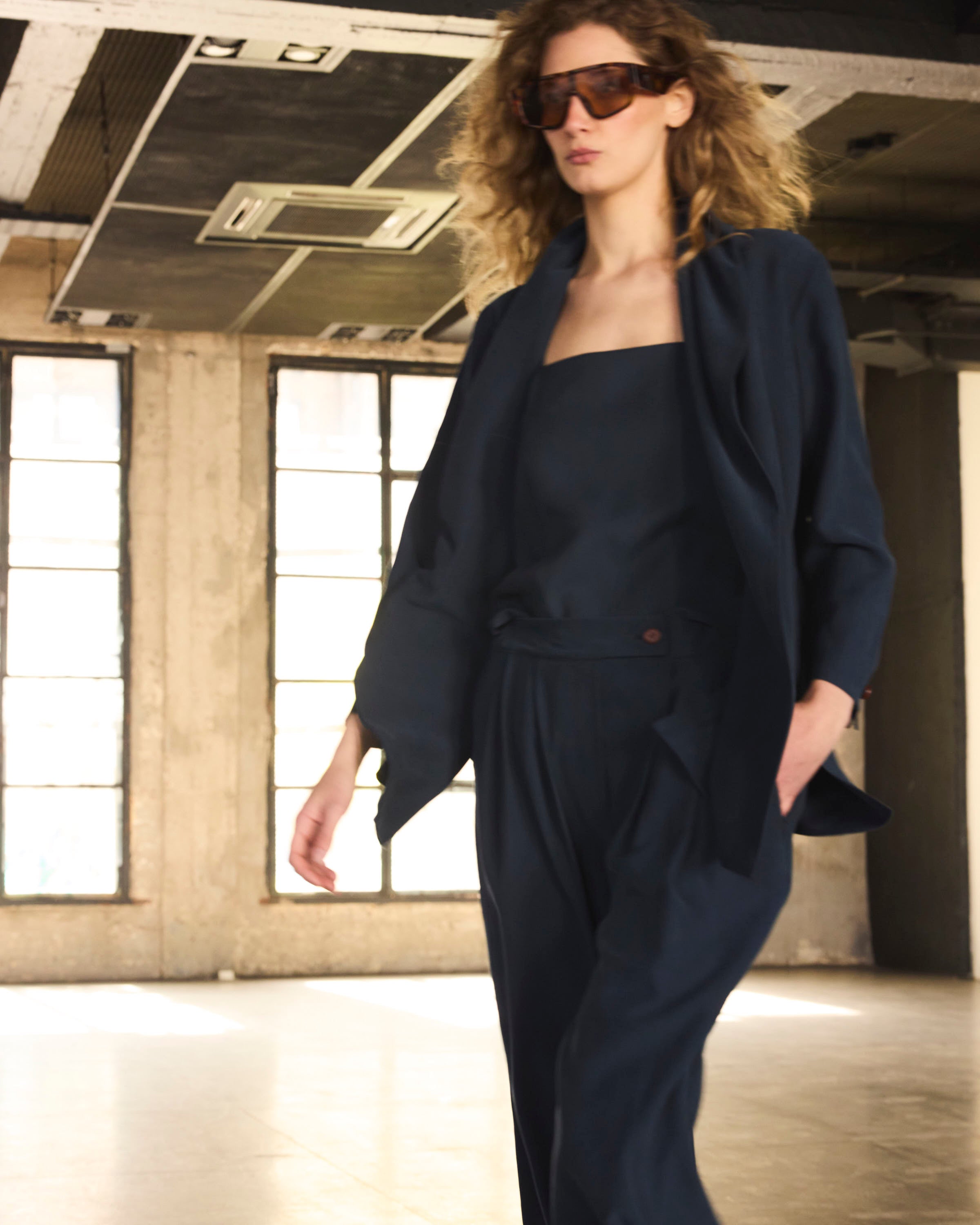 Top Tirantes Mystere Cupro Navy