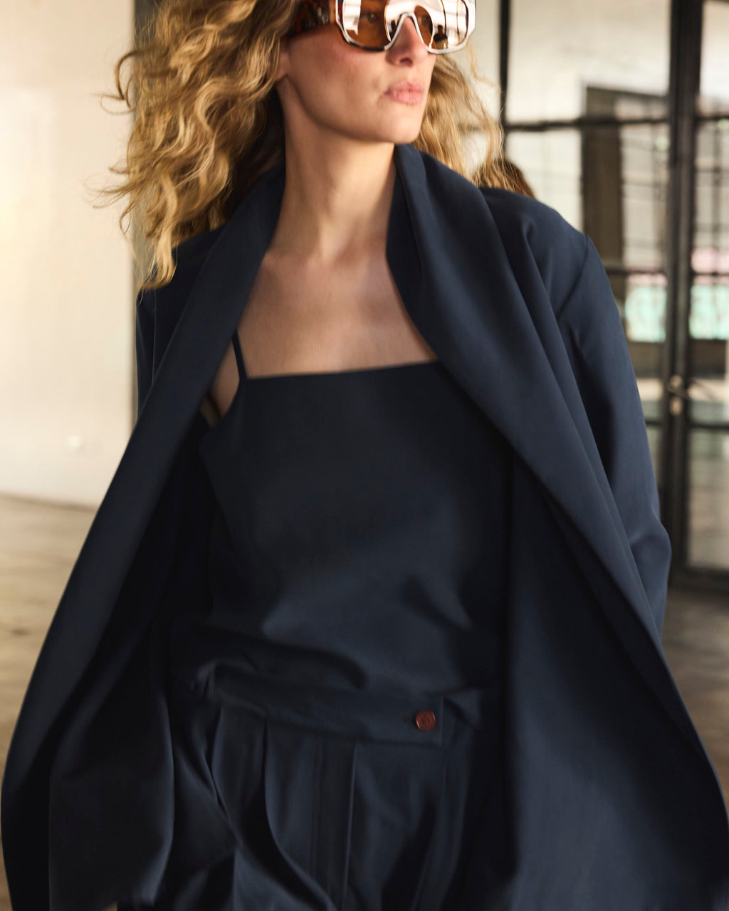 Top Tirantes Mystere Cupro Navy