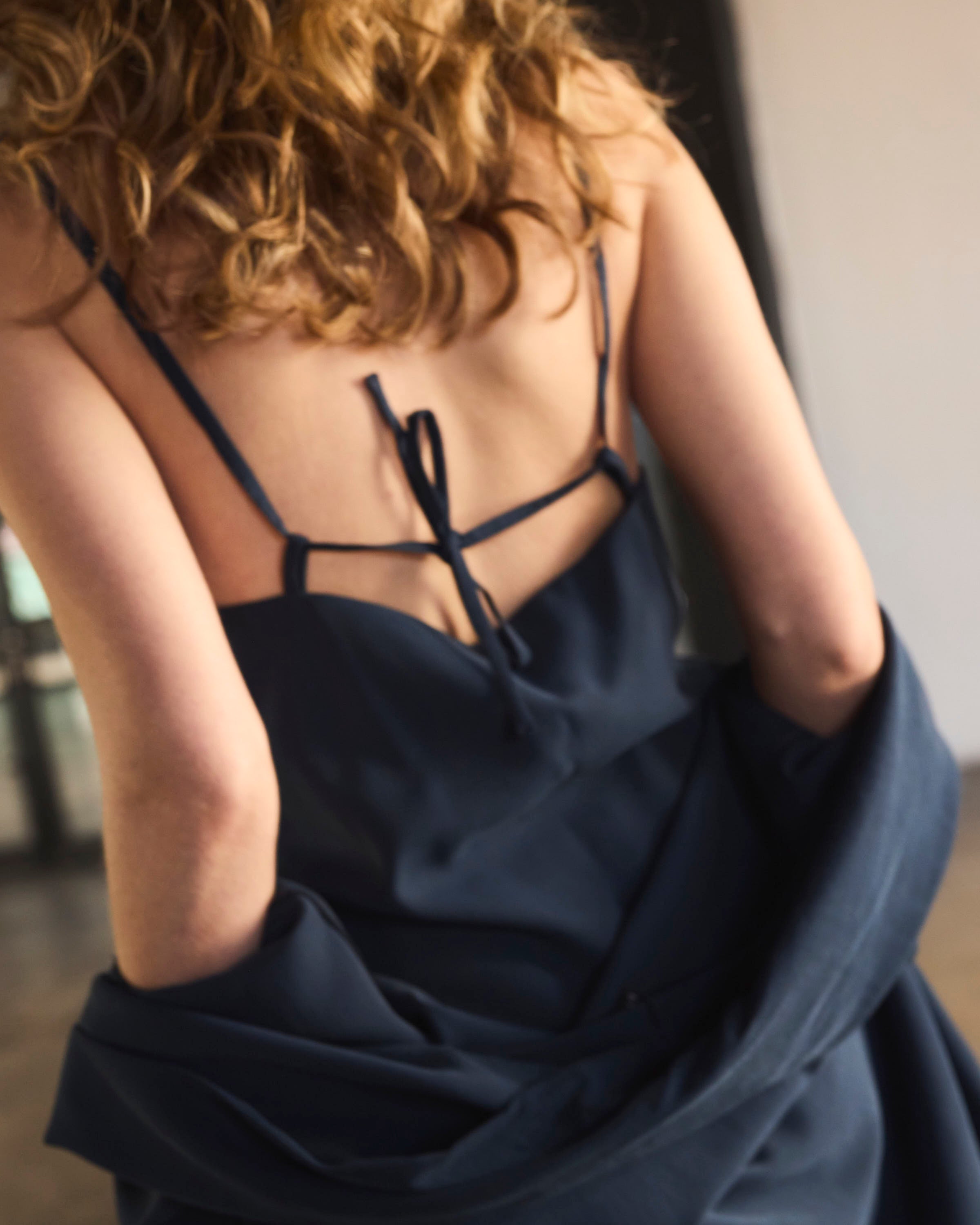 Top Tirantes Mystere Cupro Navy