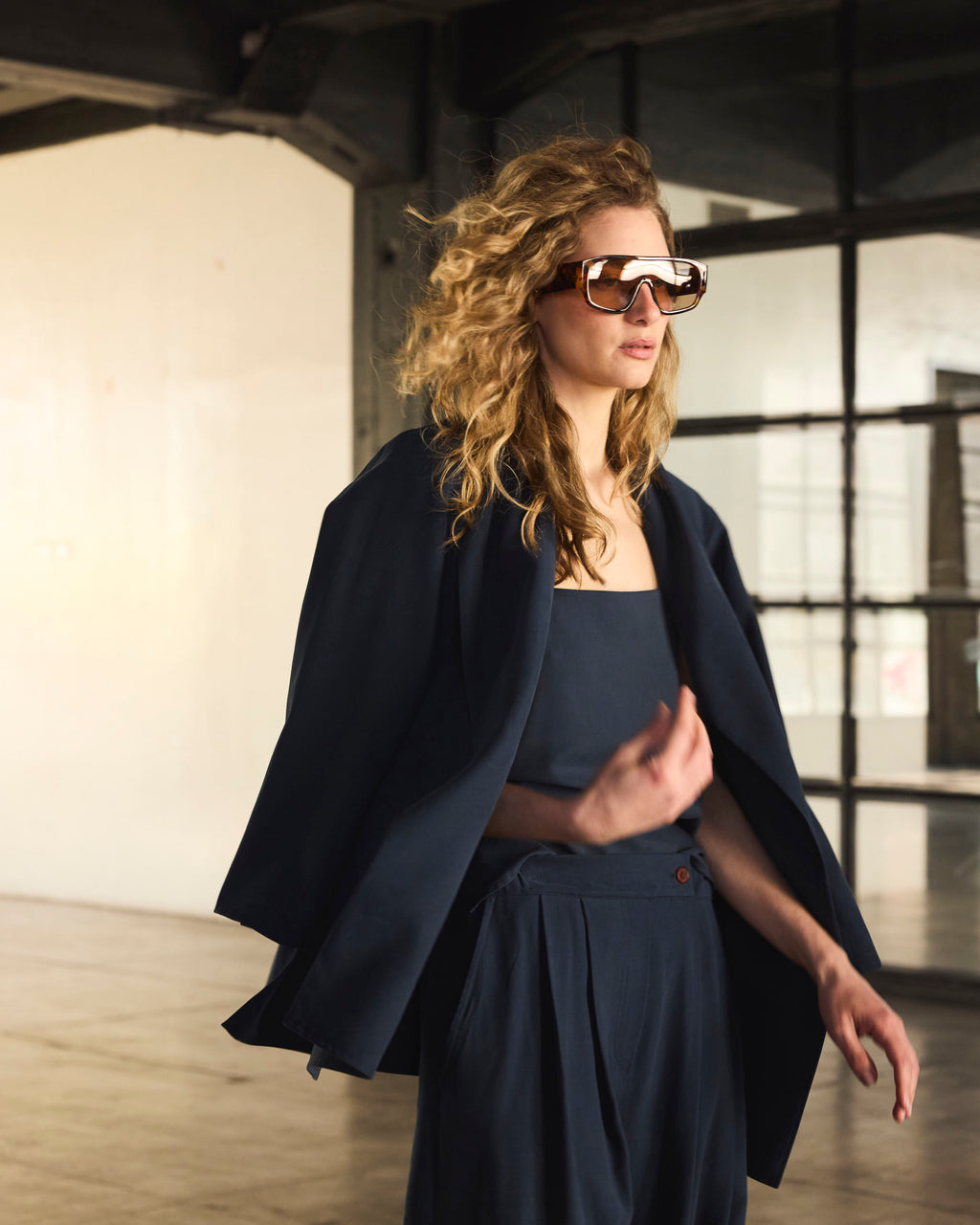 Top Tirantes Mystere Cupro Navy