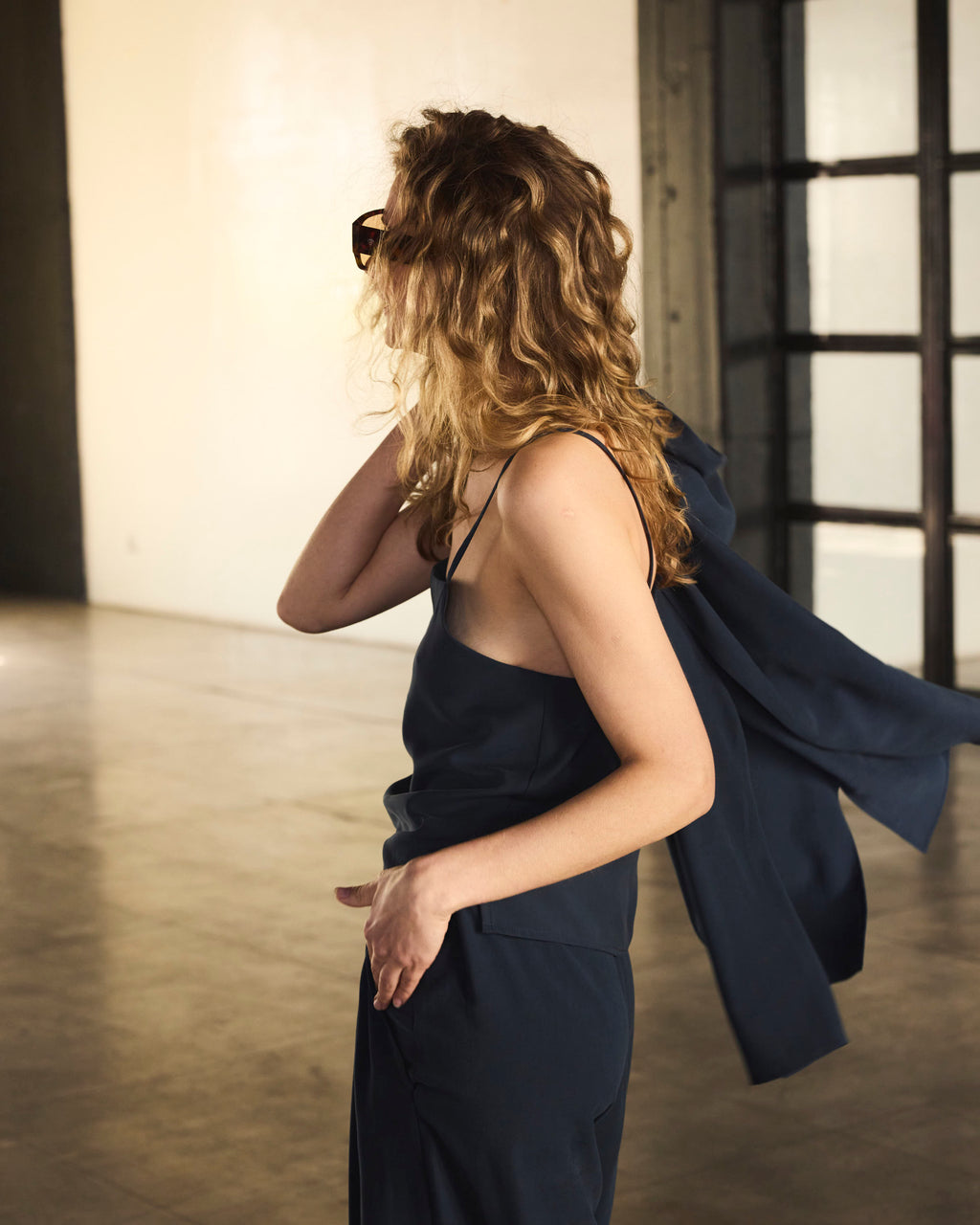 Top Tirantes Mystere Cupro Navy