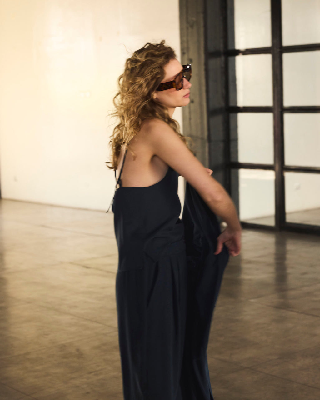 Top Tirantes Mystere Cupro Navy