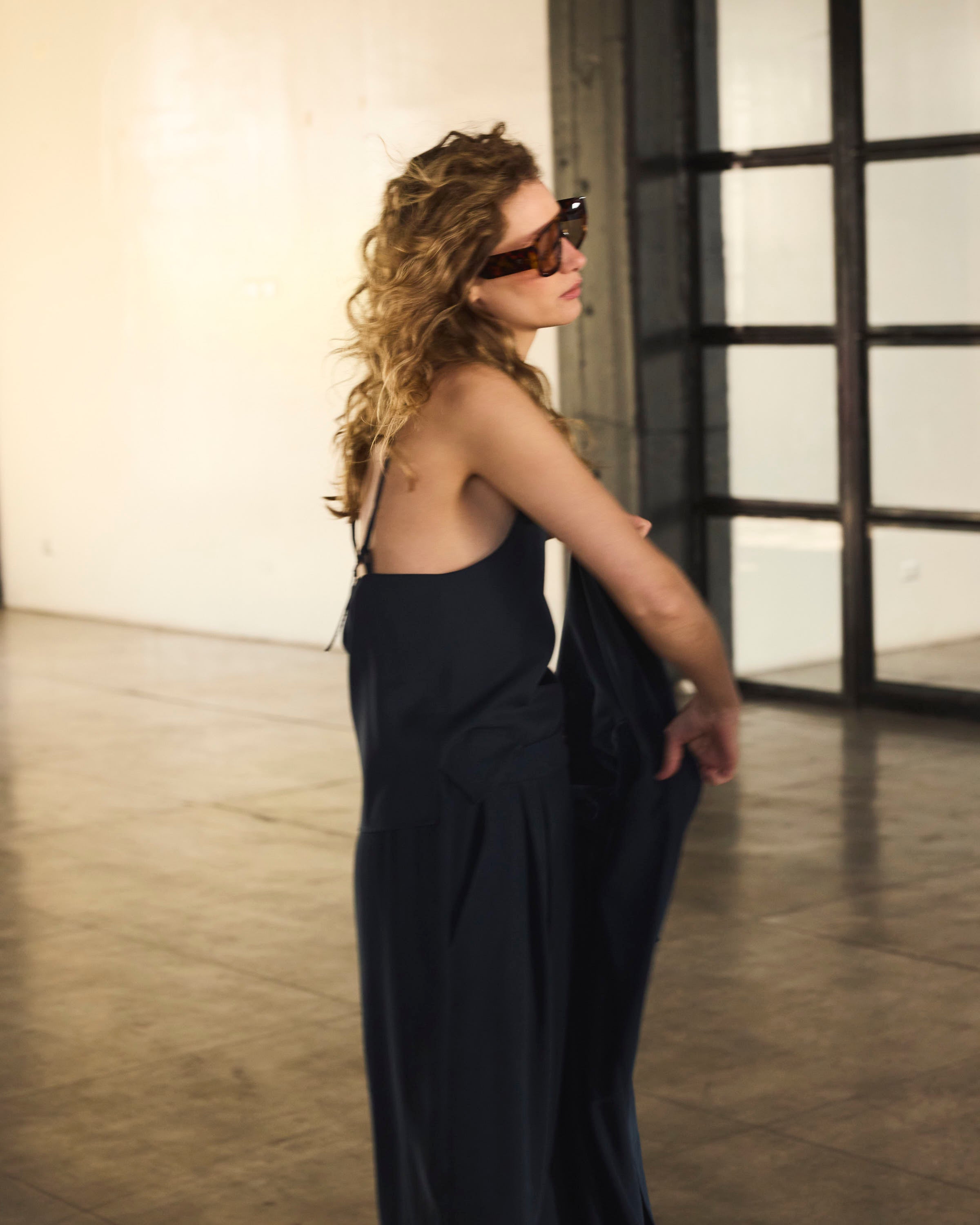 Top Tirantes Mystere Cupro Navy