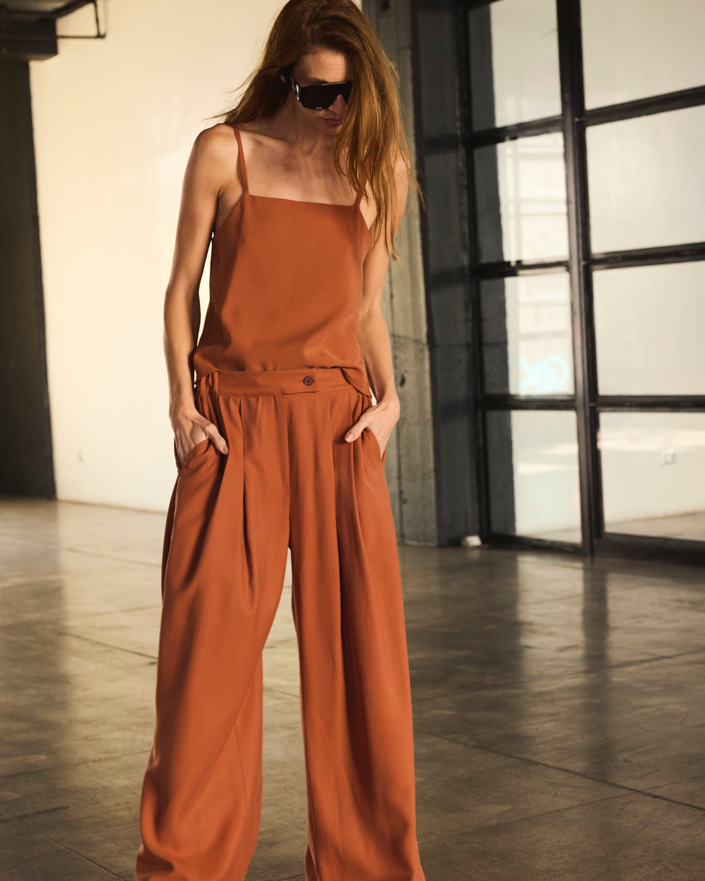 Top Tirantes Mystere Cupro Brick