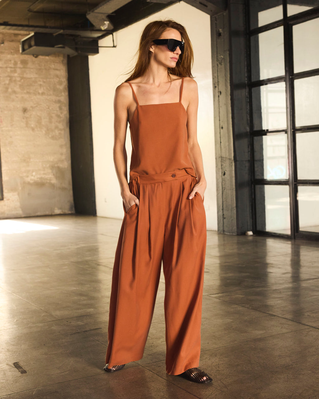 Top Tirantes Mystere Cupro Brick