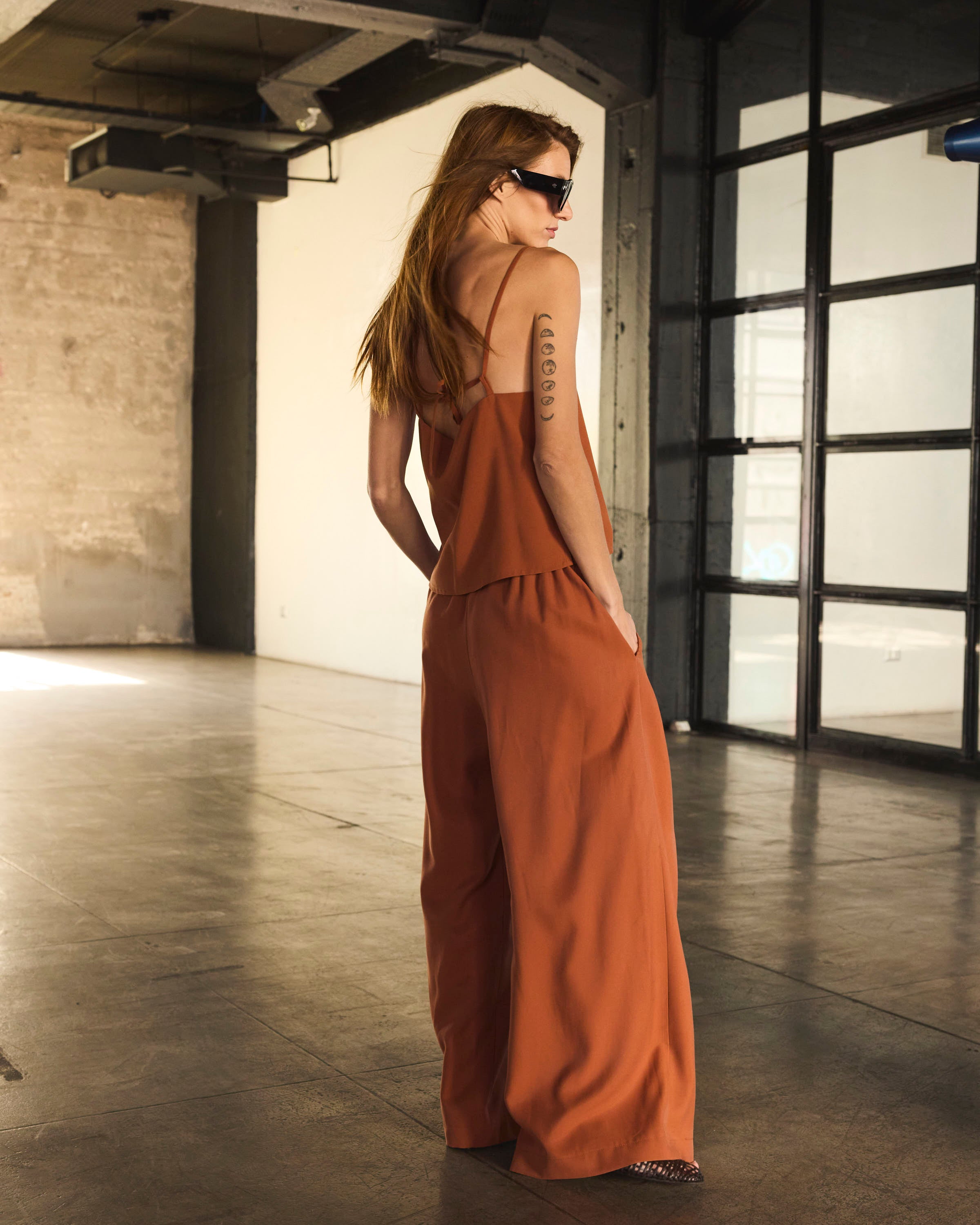 Top Tirantes Mystere Cupro Brick