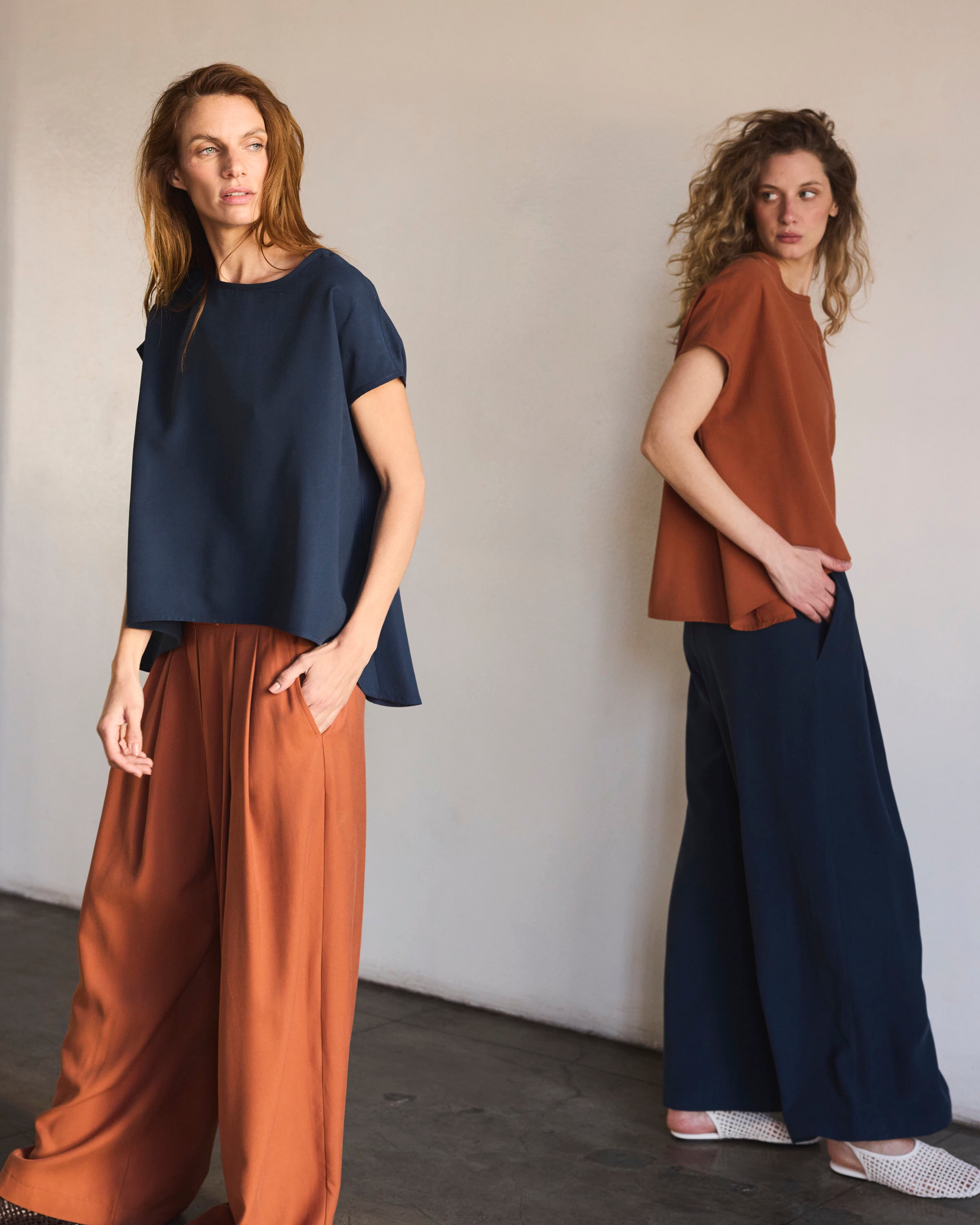 Top Sagasse Cupro Navy