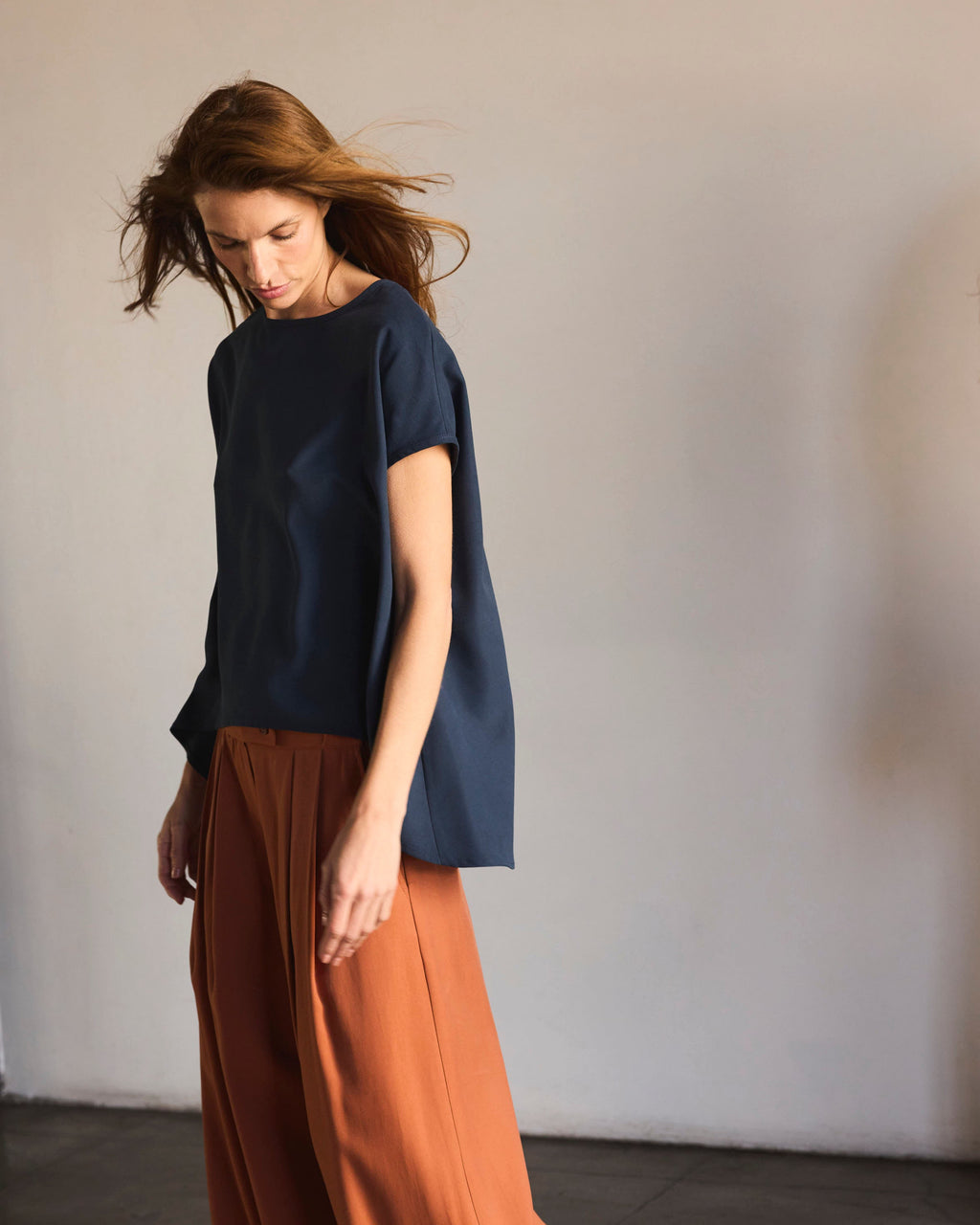 Top Sagasse Cupro Navy