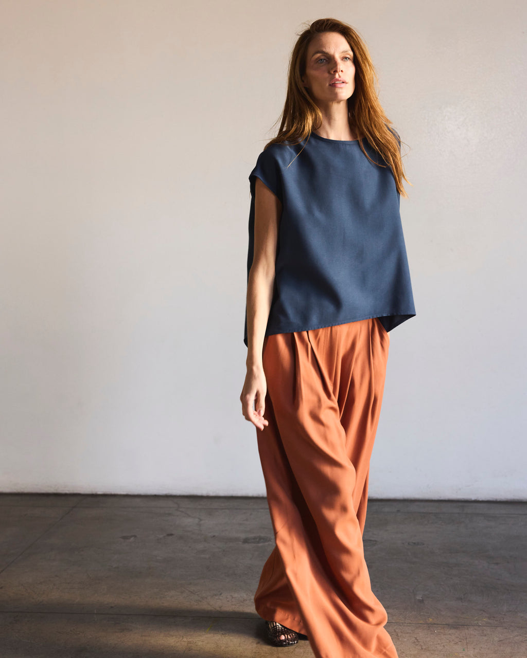 Top Sagasse Cupro Navy