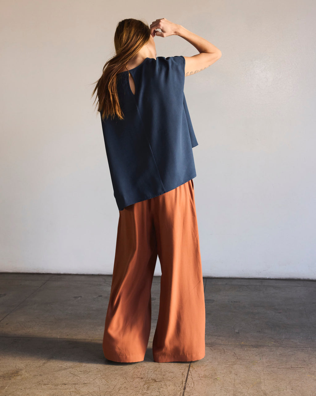 Top Sagasse Cupro Navy