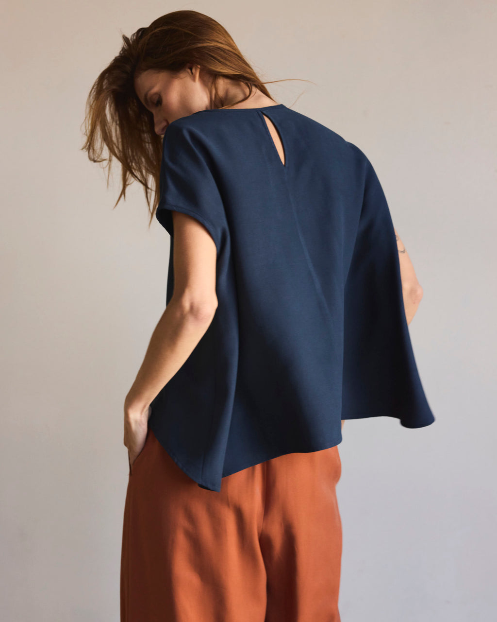 Top Sagasse Cupro Navy