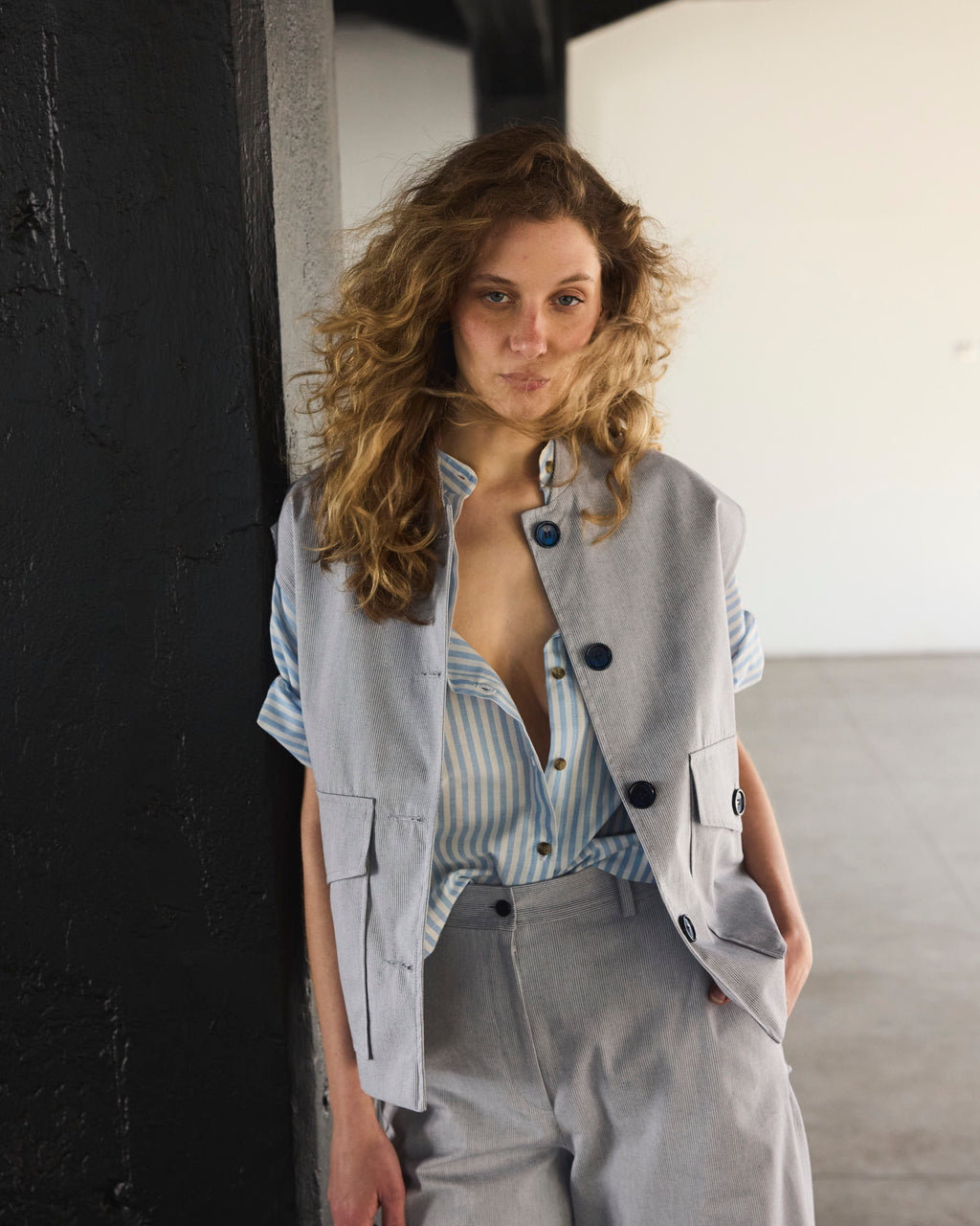 Pantalón Espoir 100% Algodón Listado Azul