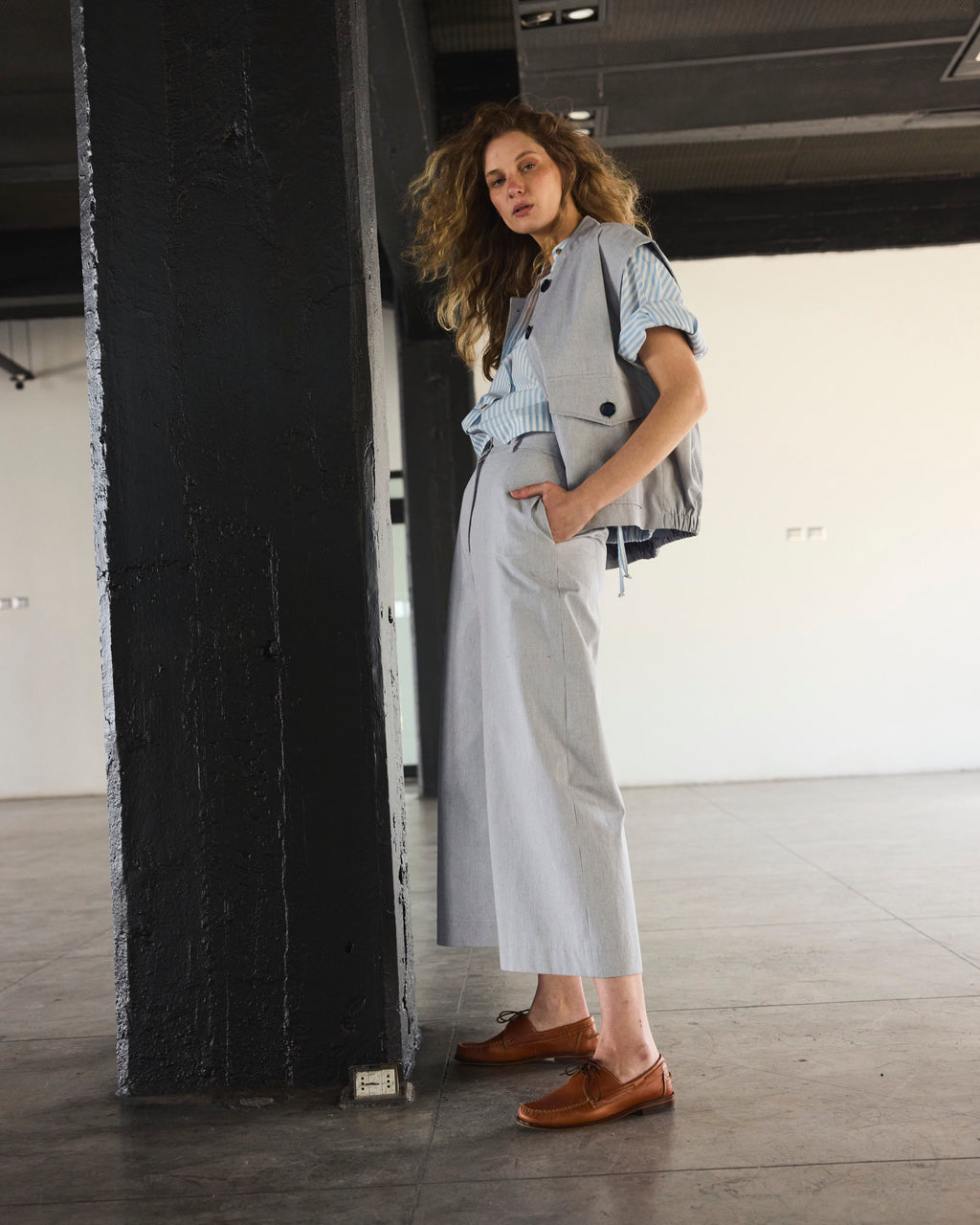 Pantalón Espoir 100% Algodón Listado Azul