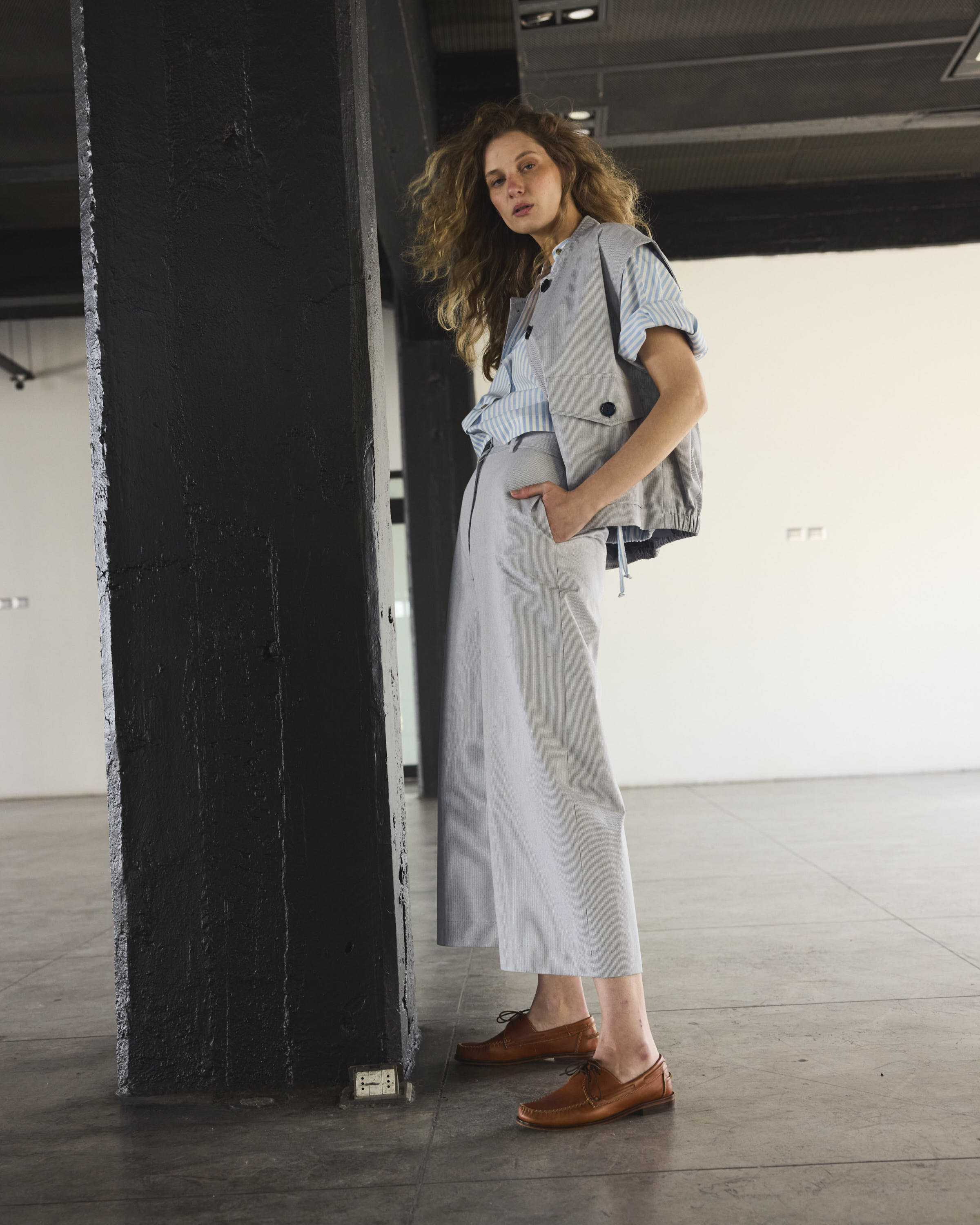 Pantalón Espoir 100% Algodón Listado Azul