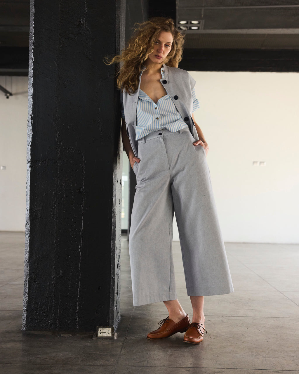 Pantalón Espoir 100% Algodón Listado Azul