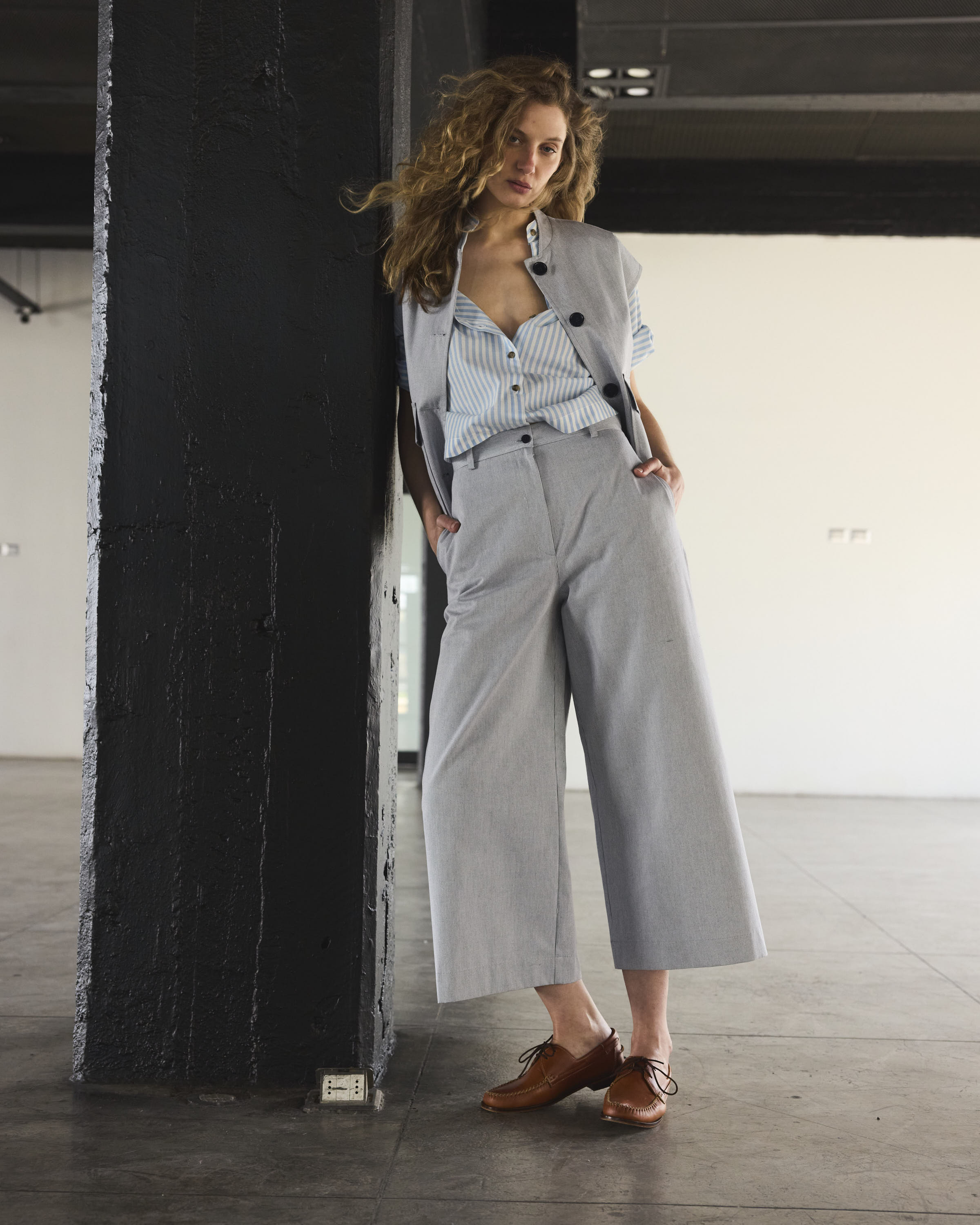 Pantalón Espoir 100% Algodón Listado Azul