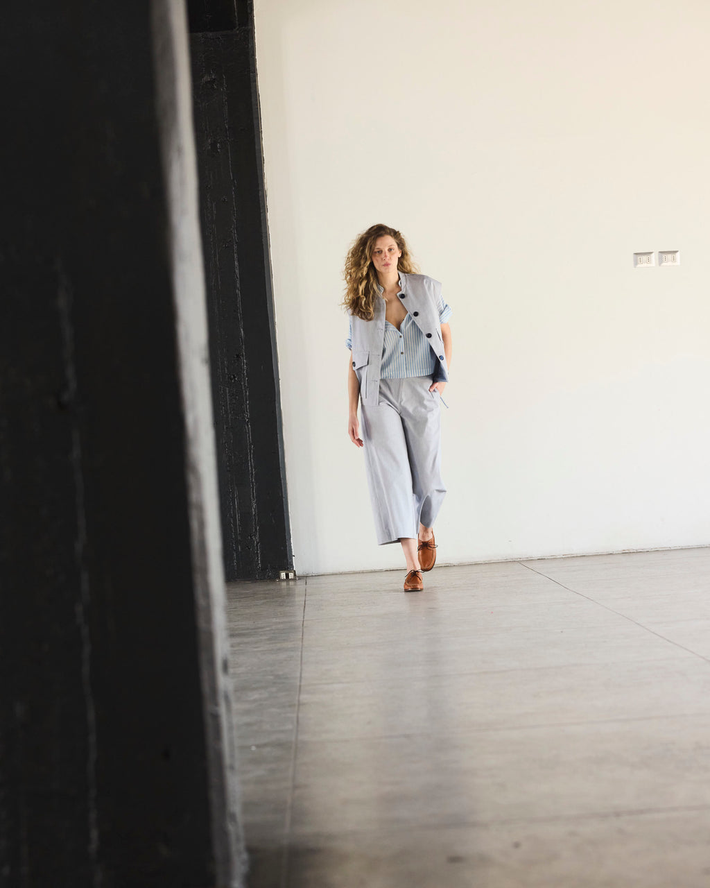 Gilet Dragonnier 100% Algodón Listado Azul