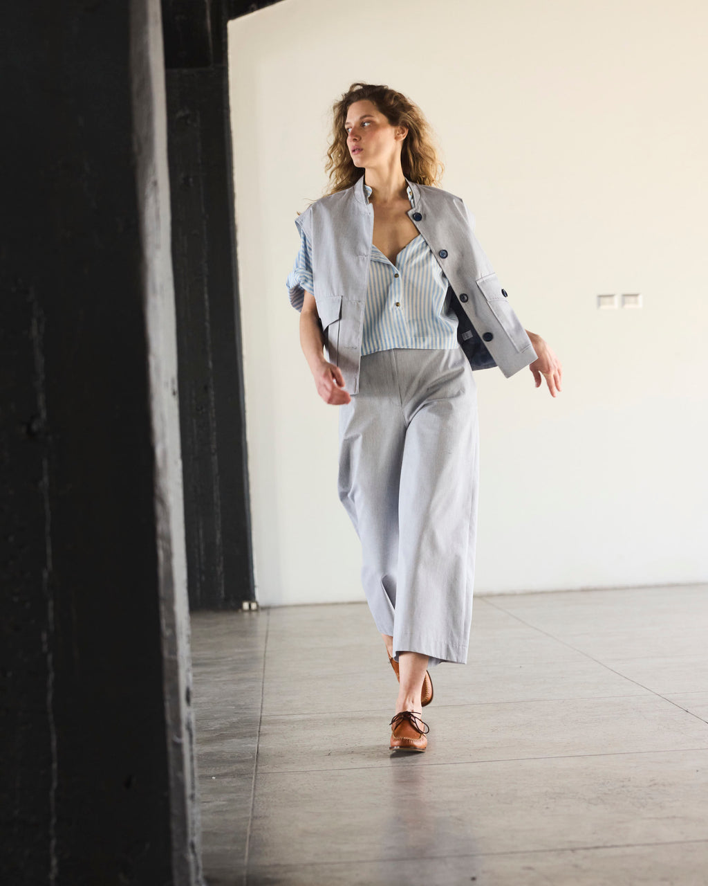 Pantalón Espoir 100% Algodón Listado Azul