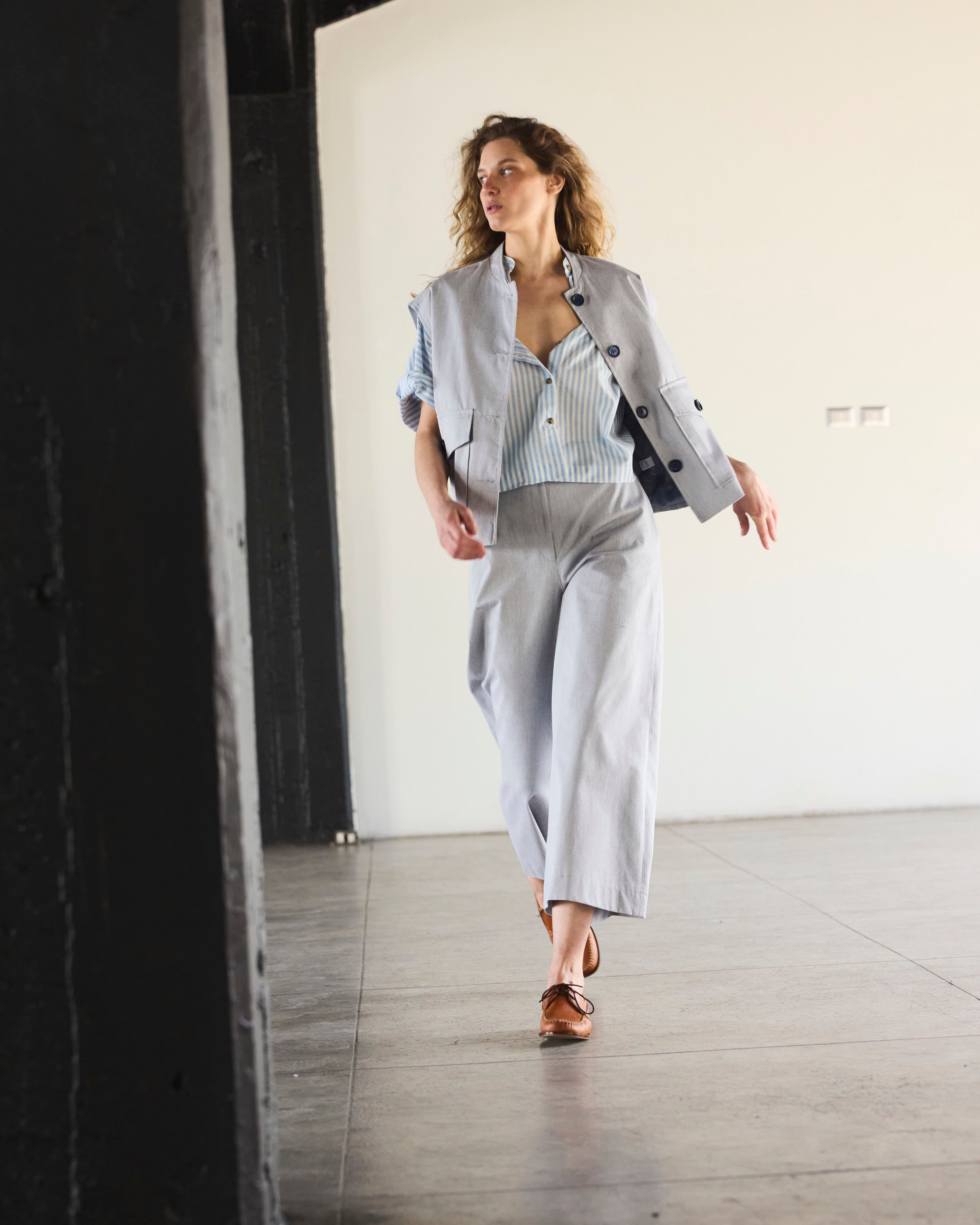 Pantalón Espoir 100% Algodón Listado Azul