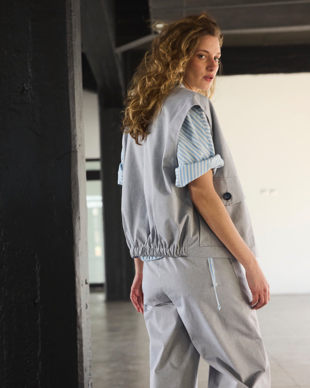 Pantalón Espoir 100% Algodón Listado Azul