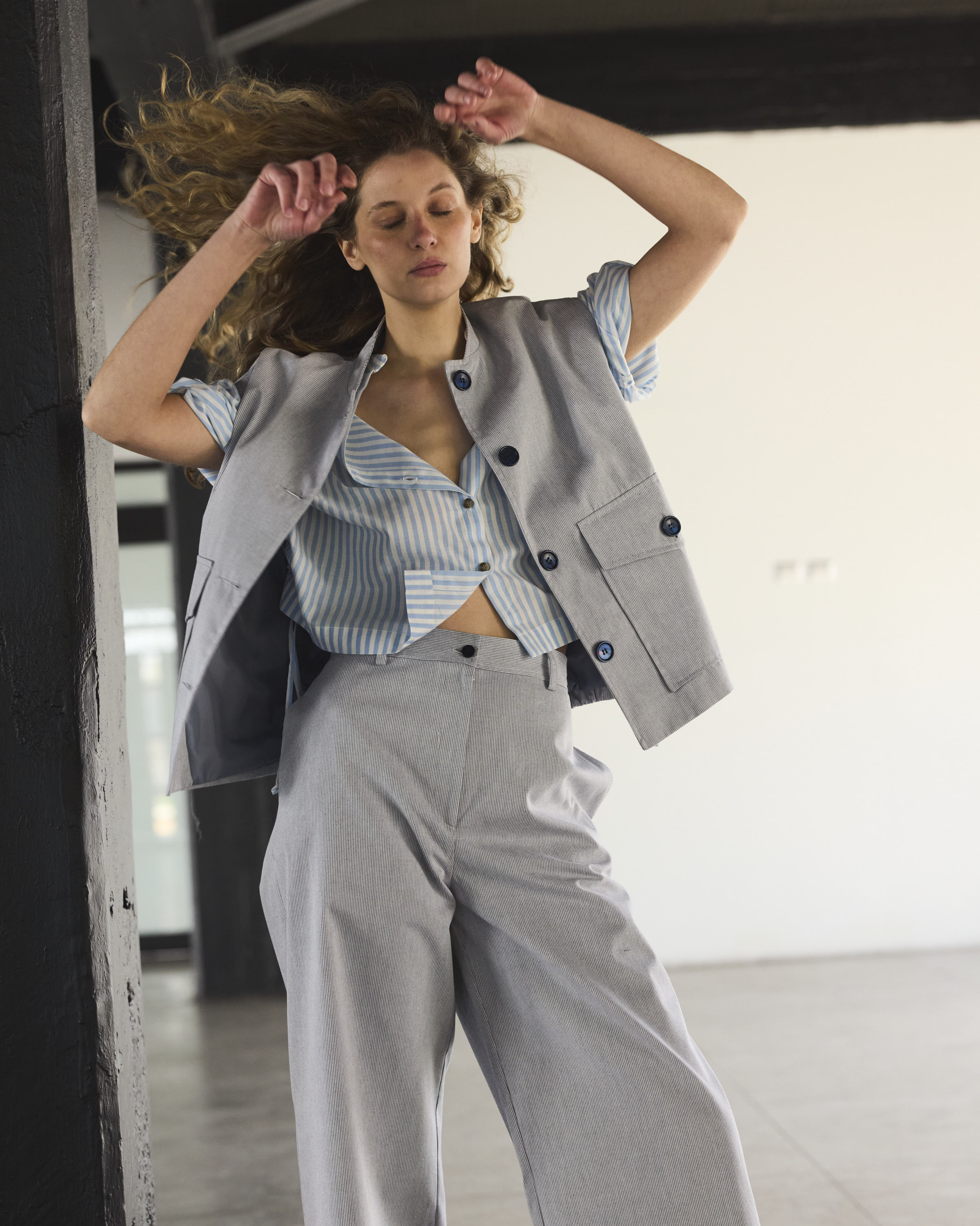 Pantalón Espoir 100% Algodón Listado Azul