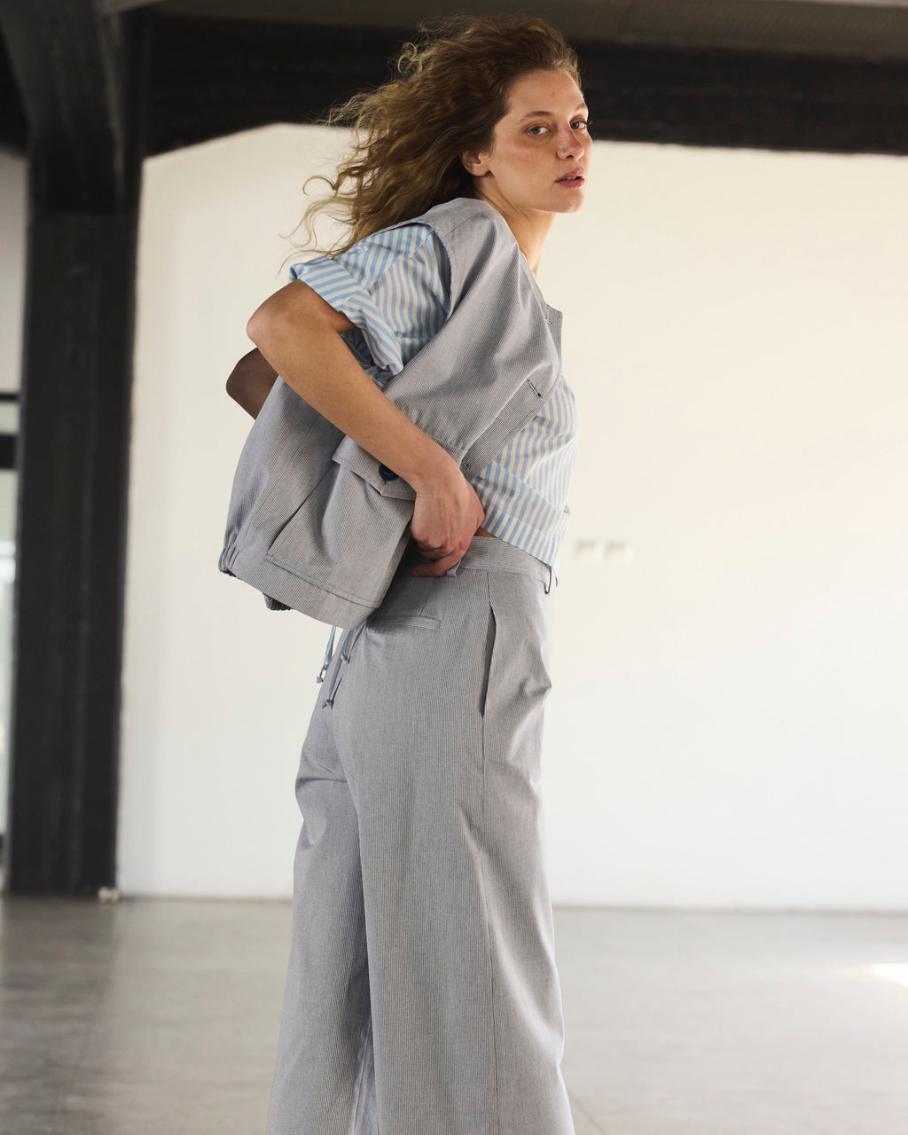 Pantalón Espoir 100% Algodón Listado Azul