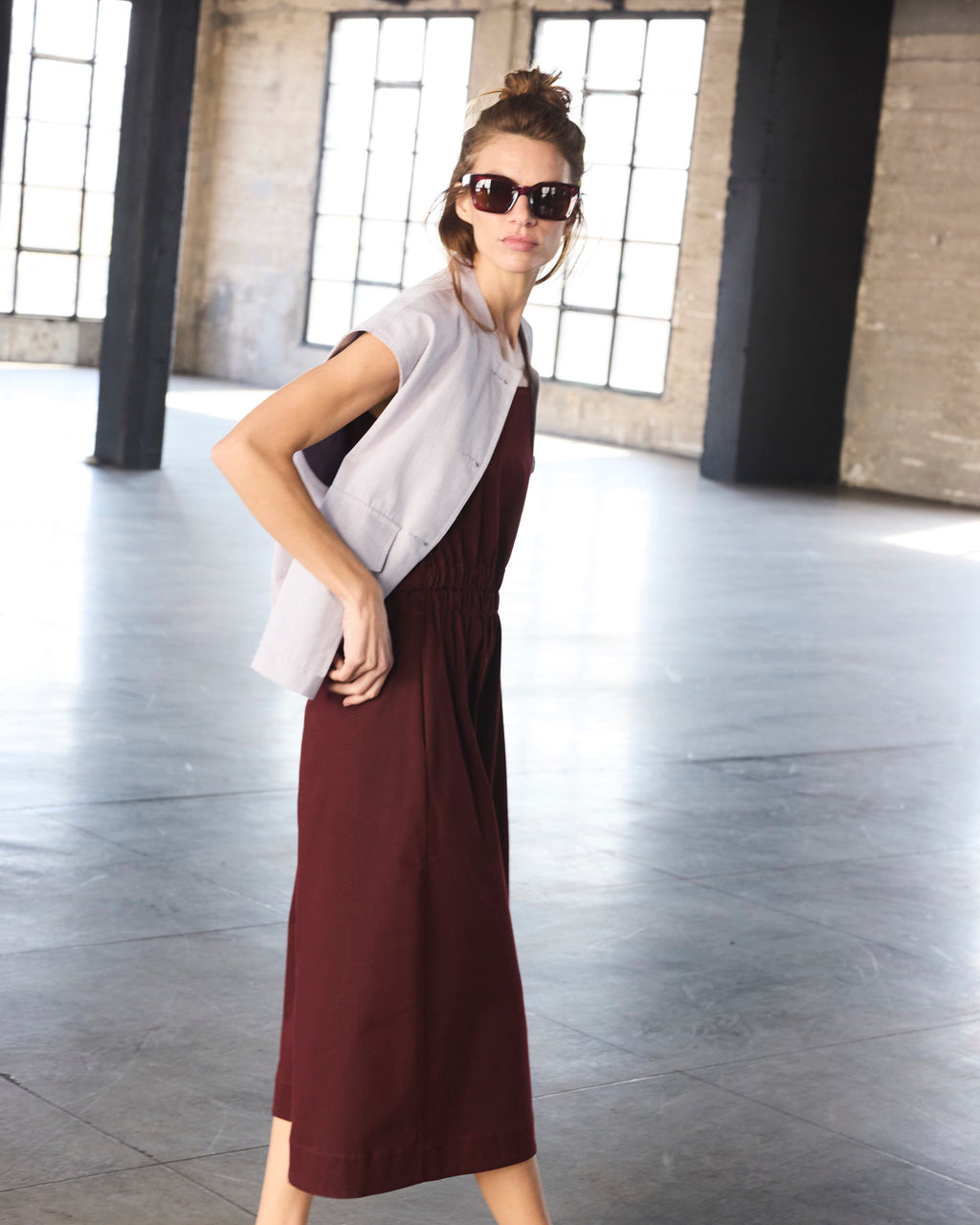 Gilet Dragonnier  100% algodón Listado Burdeo