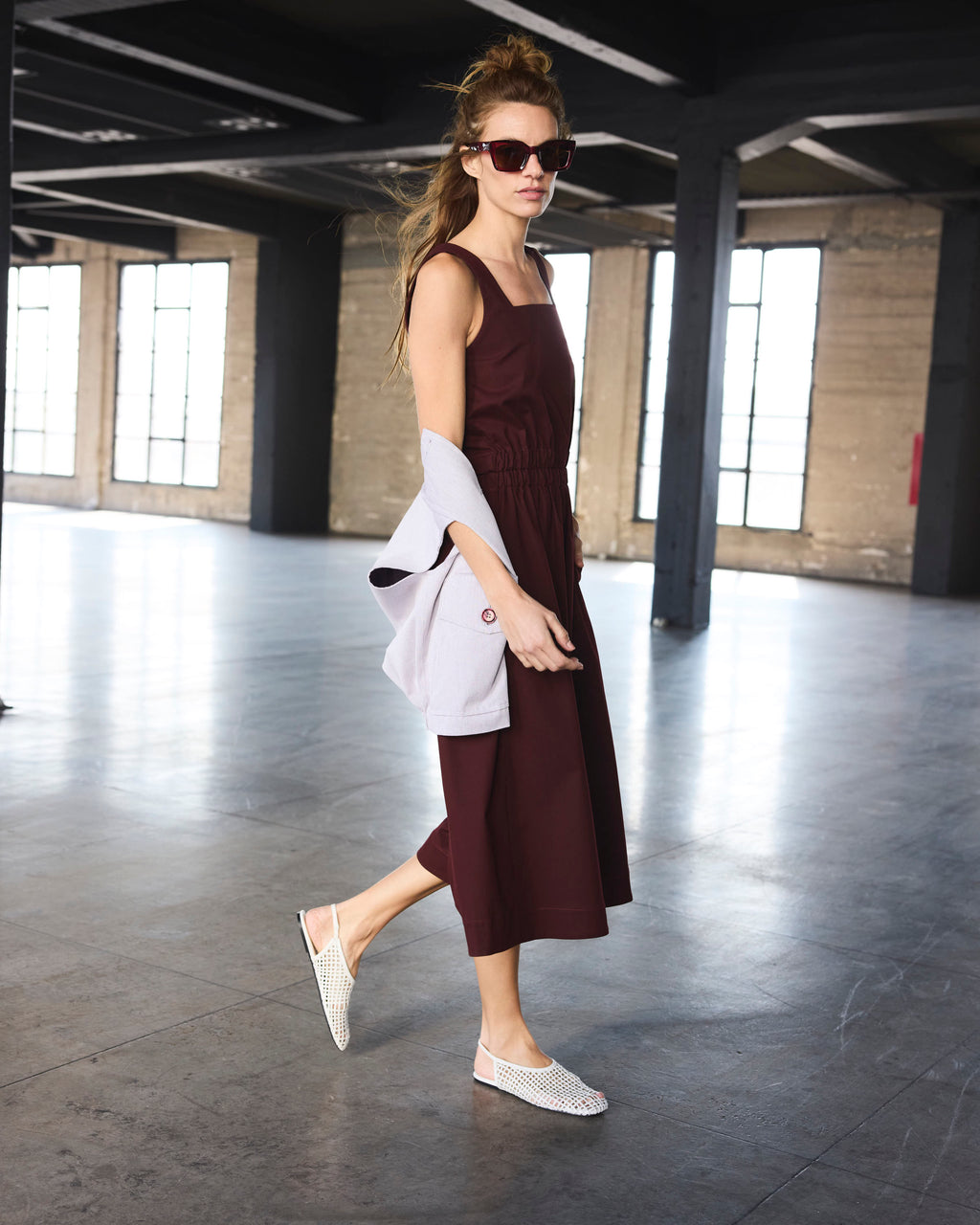 Gilet Dragonnier  100% algodón Listado Burdeo