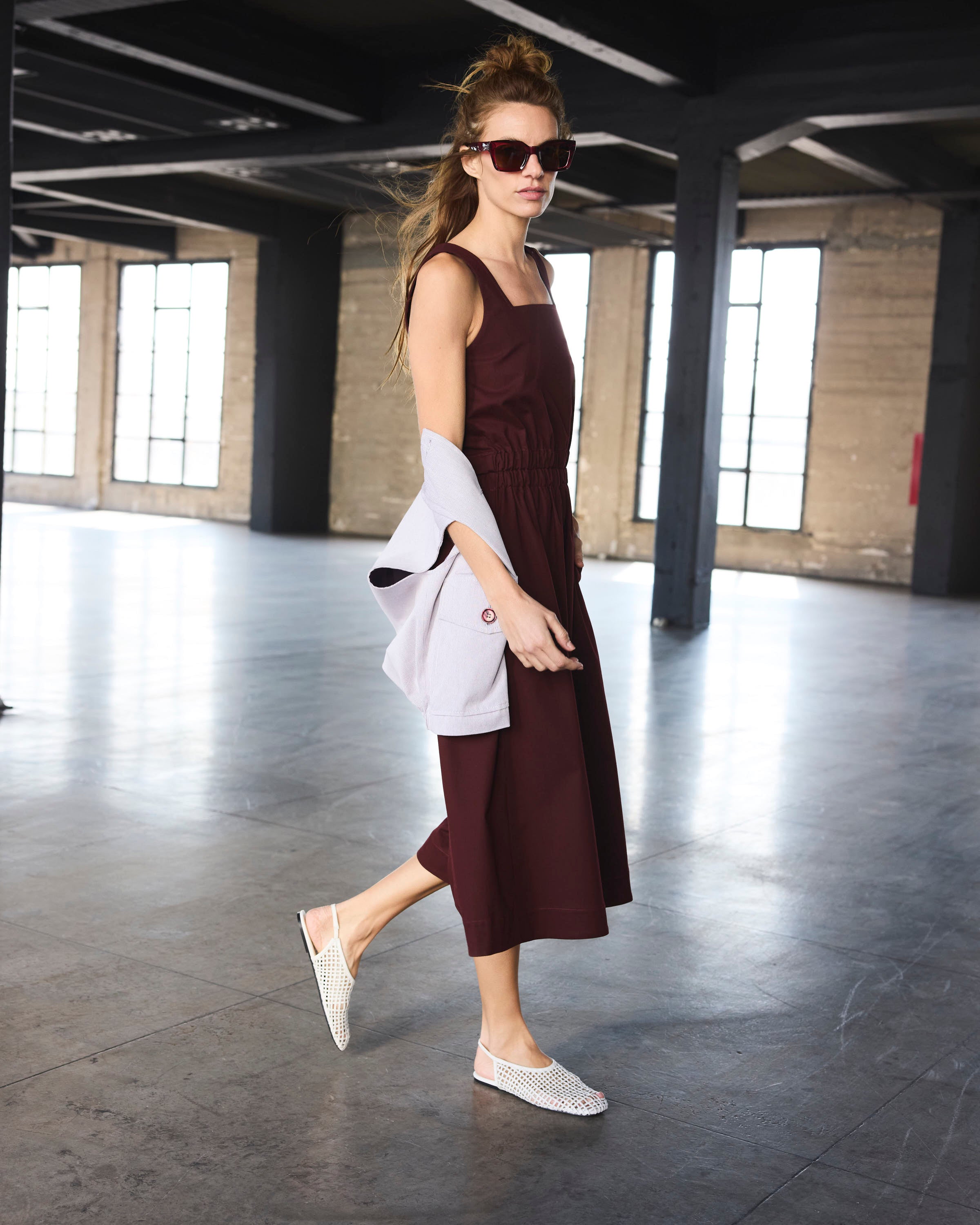 Gilet Dragonnier  100% algodón Listado Burdeo