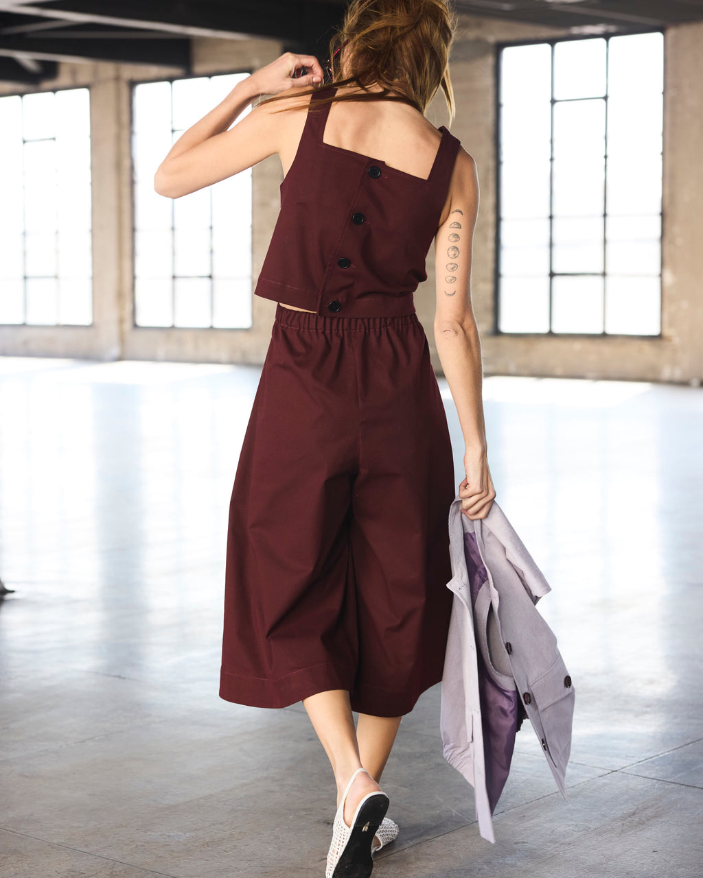 Gilet Dragonnier  100% algodón Listado Burdeo