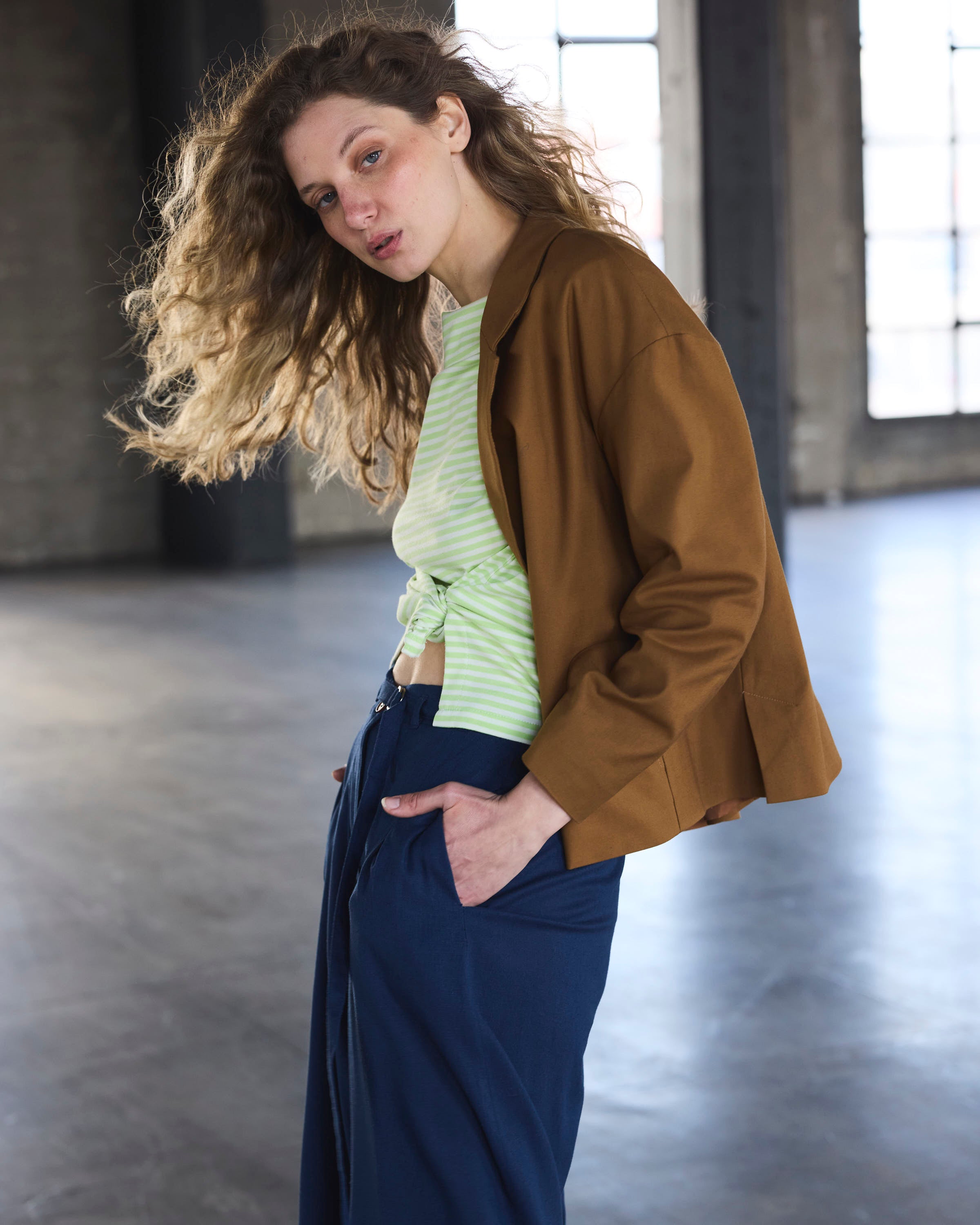 Blazer Medio Soleil 100% Algodón Camel