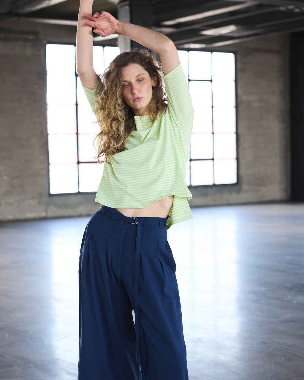 Polera 3/4 Enracinee Listada Verde